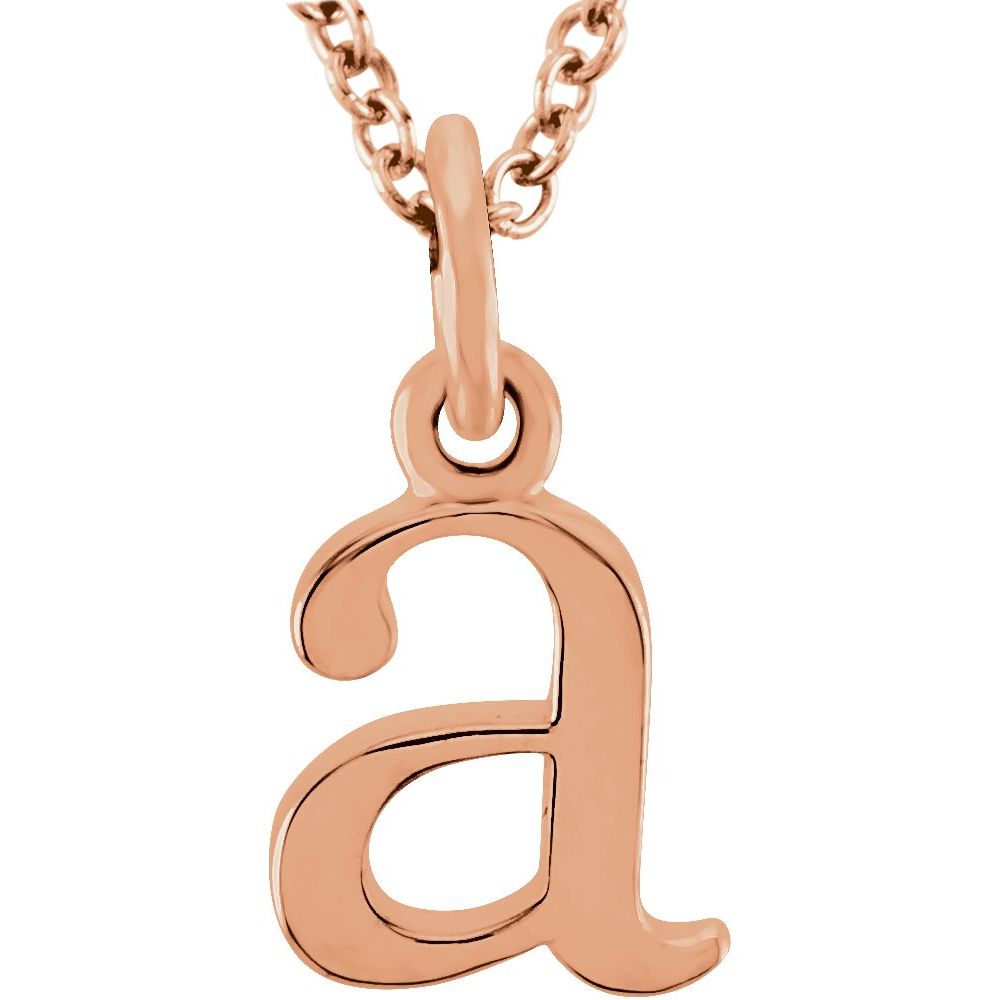 14K Gold Elegant Lowercase 'a' Initial Pendant Necklace-Gold Initial "a" Necklace Charm - Charlie & Co. Jewelry