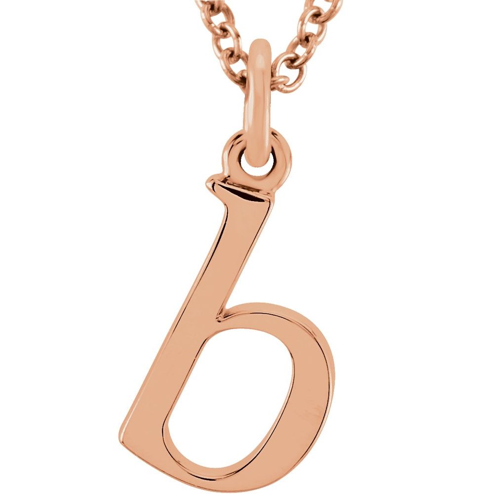 14K Gold Elegant Lowercase 'b' Initial Pendant Necklace-Gold Initial "b" Necklace Charm - Charlie & Co. Jewelry