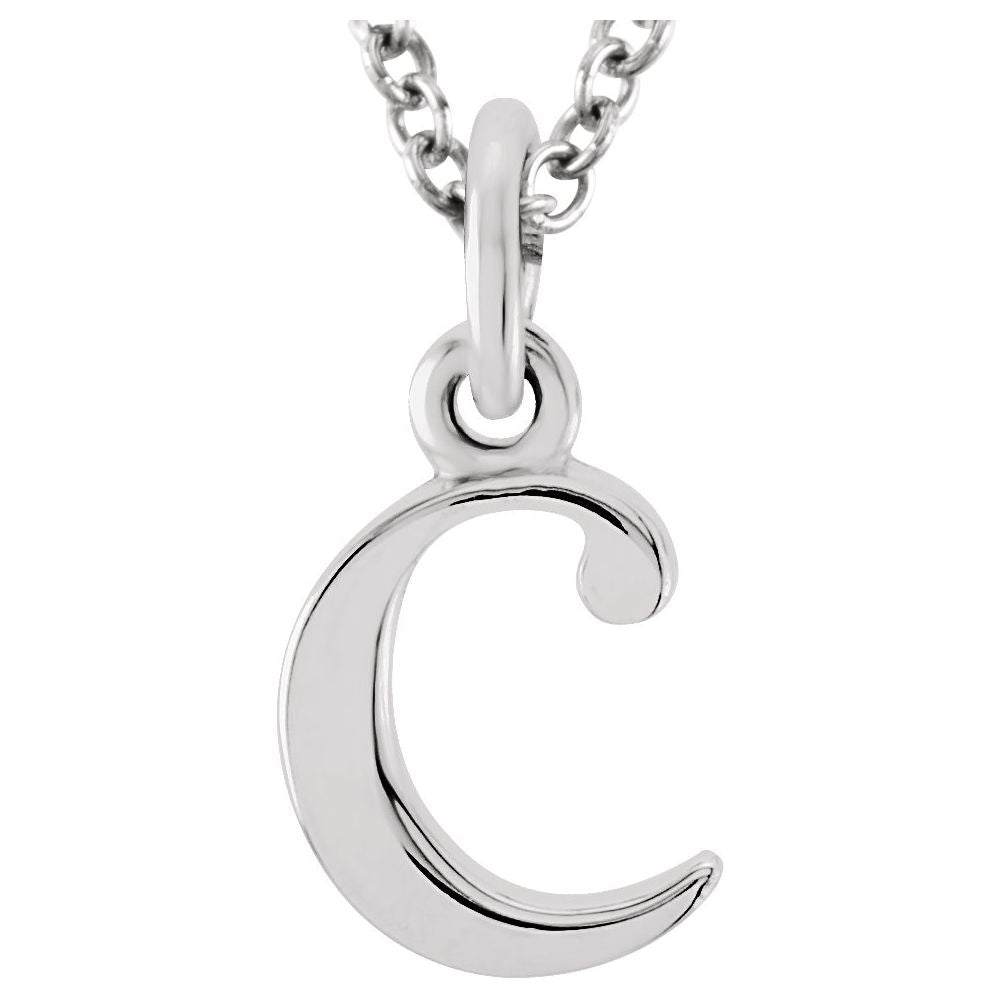 14K Gold Elegant Lowercase 'c' Initial Pendant Necklace-Gold Initial "c" Necklace Charm - Charlie & Co. Jewelry