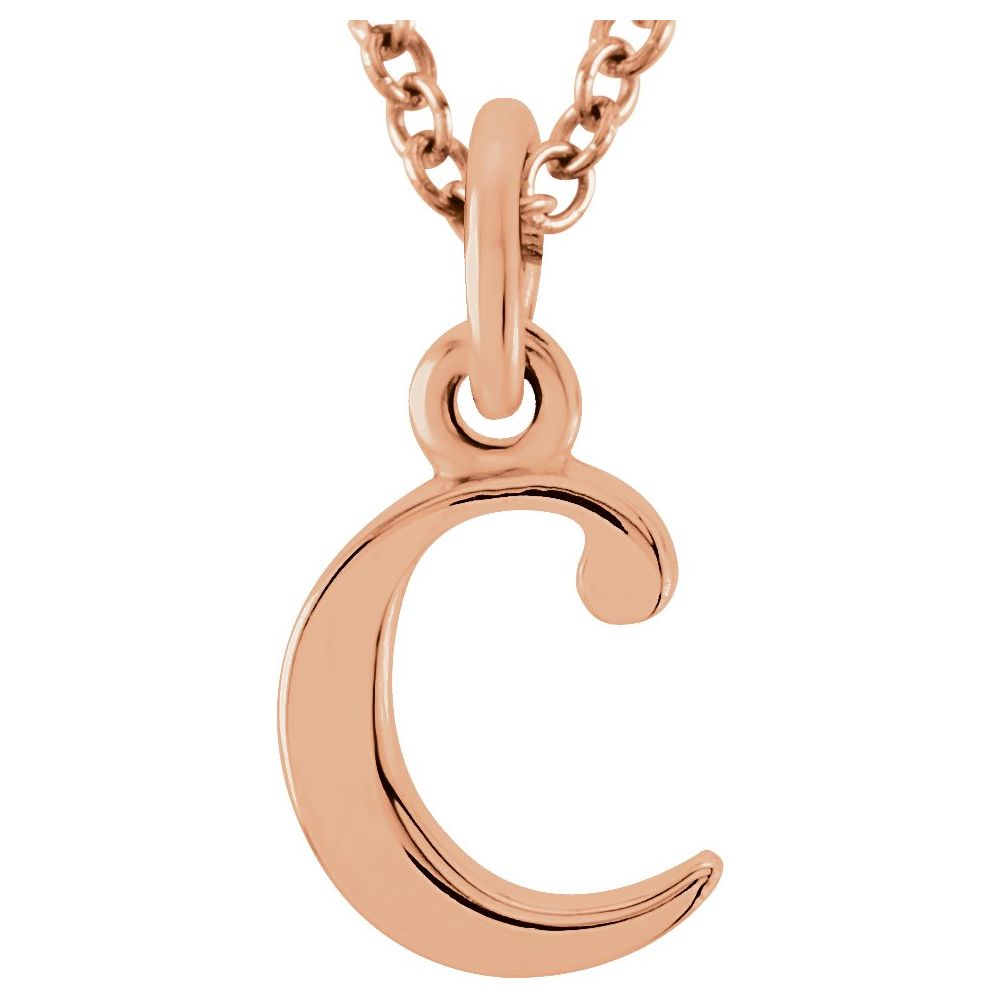 14K Gold Elegant Lowercase 'c' Initial Pendant Necklace-Gold Initial "c" Necklace Charm - Charlie & Co. Jewelry