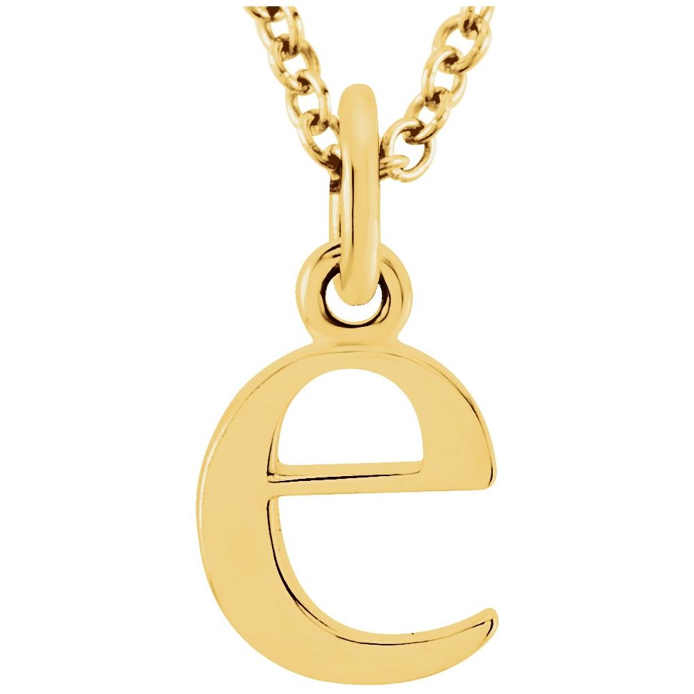 14K Gold Elegant Lowercase 'e' Initial Pendant Necklace-Gold Initial "e" Necklace Charm - Charlie & Co. Jewelry