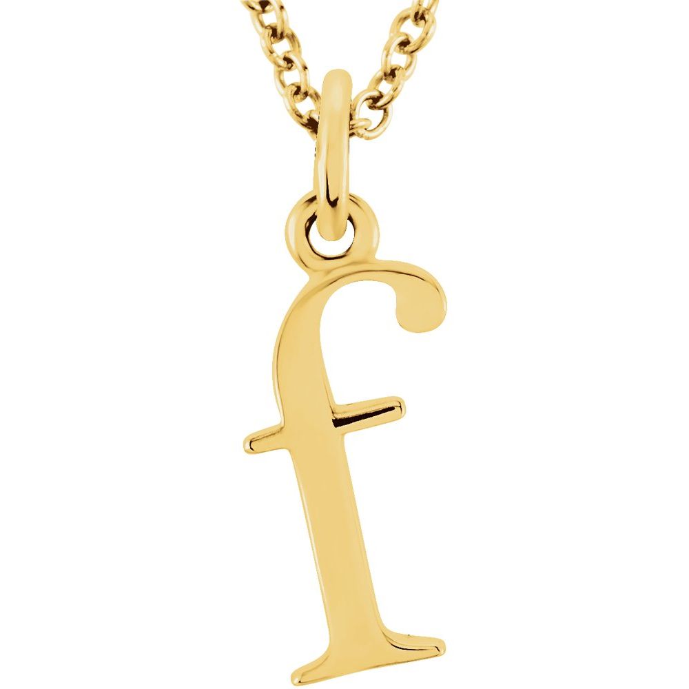 14K Gold Elegant Lowercase 'f' Initial Pendant Necklace-Gold Initial "f" Necklace Charm - Charlie & Co. Jewelry