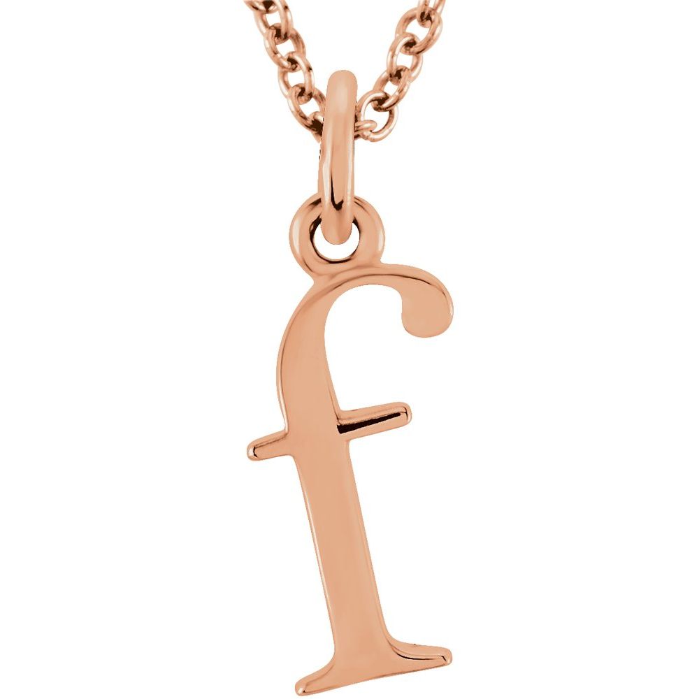 14K Gold Elegant Lowercase 'f' Initial Pendant Necklace-Gold Initial "f" Necklace Charm - Charlie & Co. Jewelry