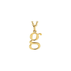 14K Gold Elegant Lowercase 'g' Initial Pendant Necklace-Gold Initial "g" Necklace Charm - Charlie & Co. Jewelry