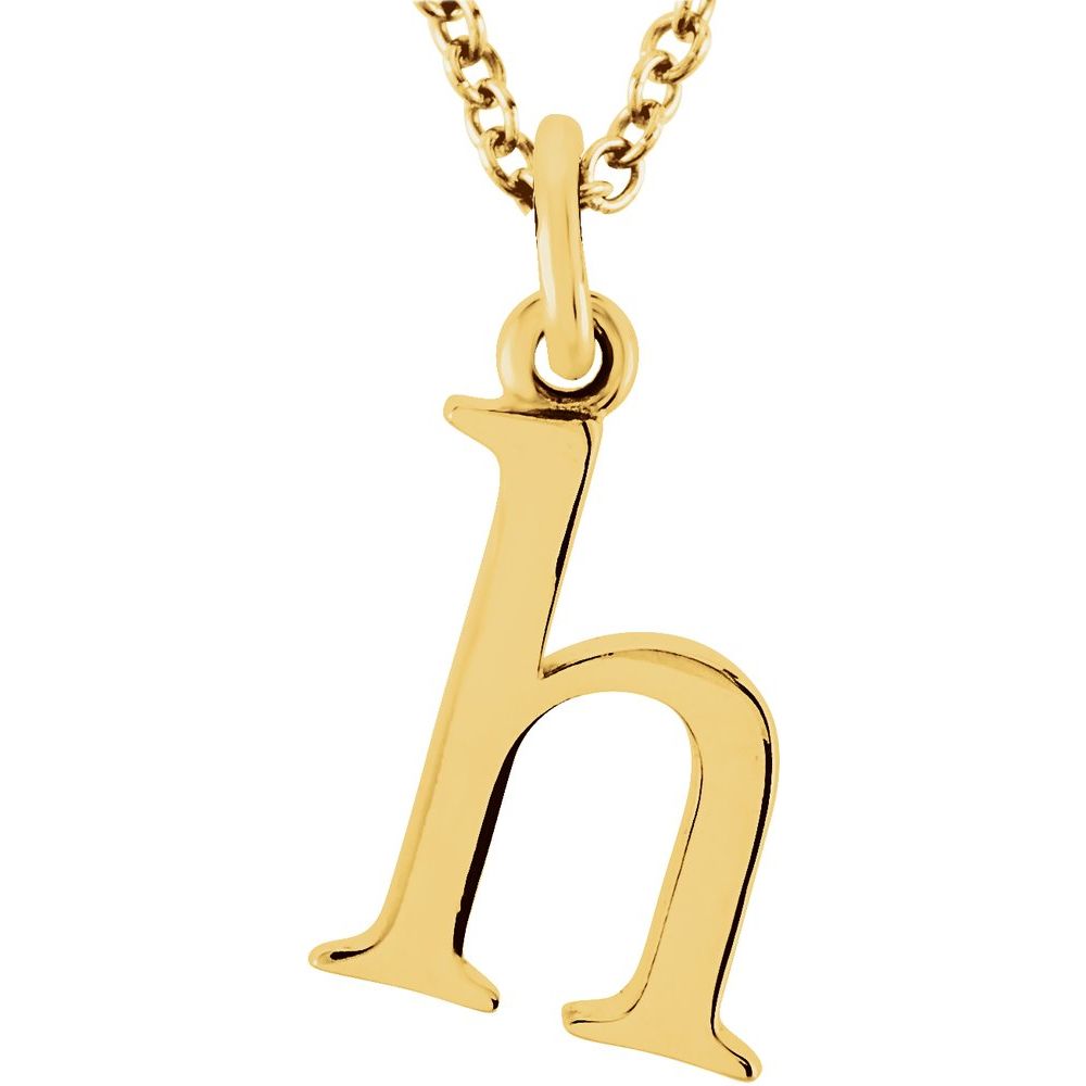 14K Gold Elegant Lowercase 'h' Initial Pendant Necklace-Gold Initial "h" Necklace Charm - Charlie & Co. Jewelry