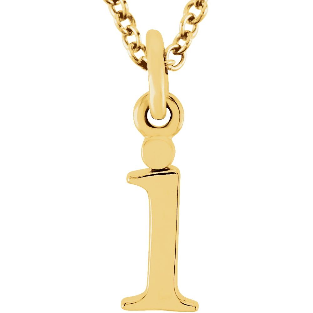 14K Gold Elegant Lowercase 'i' Initial Pendant Necklace-Gold Initial "i" Necklace Charm - Charlie & Co. Jewelry
