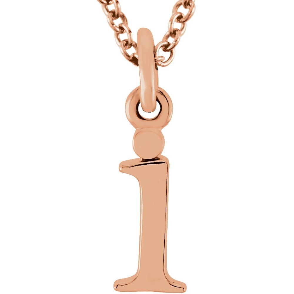 14K Gold Elegant Lowercase 'i' Initial Pendant Necklace-Gold Initial "i" Necklace Charm - Charlie & Co. Jewelry
