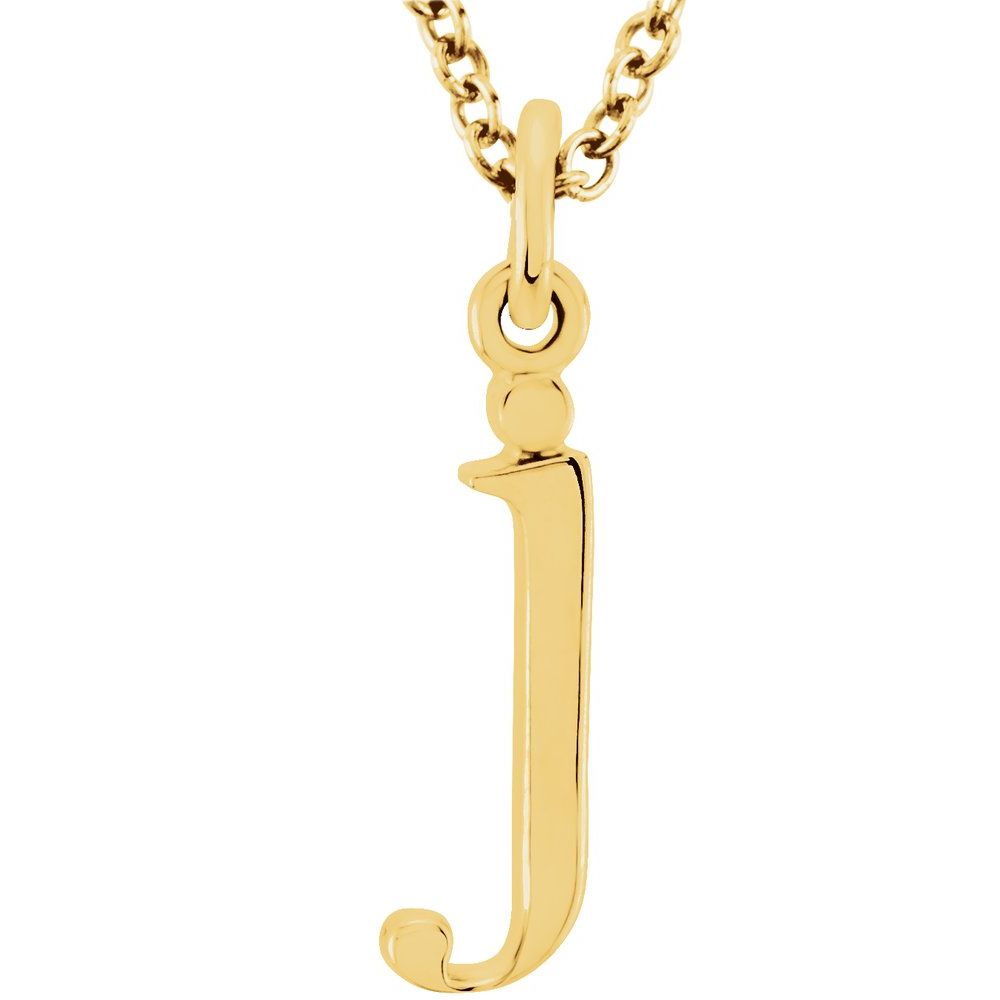 14K Gold Elegant Lowercase 'j' Initial Pendant Necklace-Gold Initial "j" Necklace Charm - Charlie & Co. Jewelry