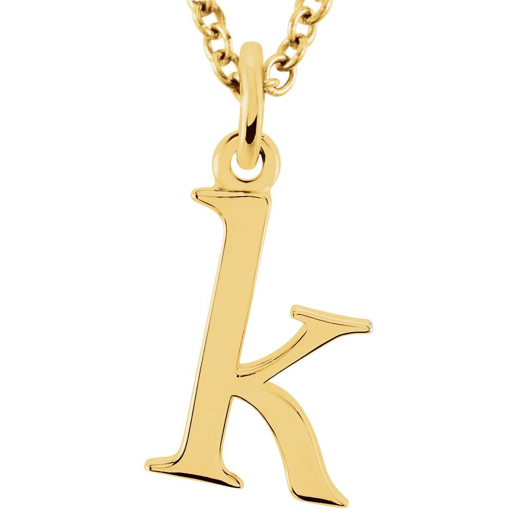 14K Gold Elegant Lowercase 'k' Initial Pendant Necklace-Gold Initial "k" Necklace Charm - Charlie & Co. Jewelry