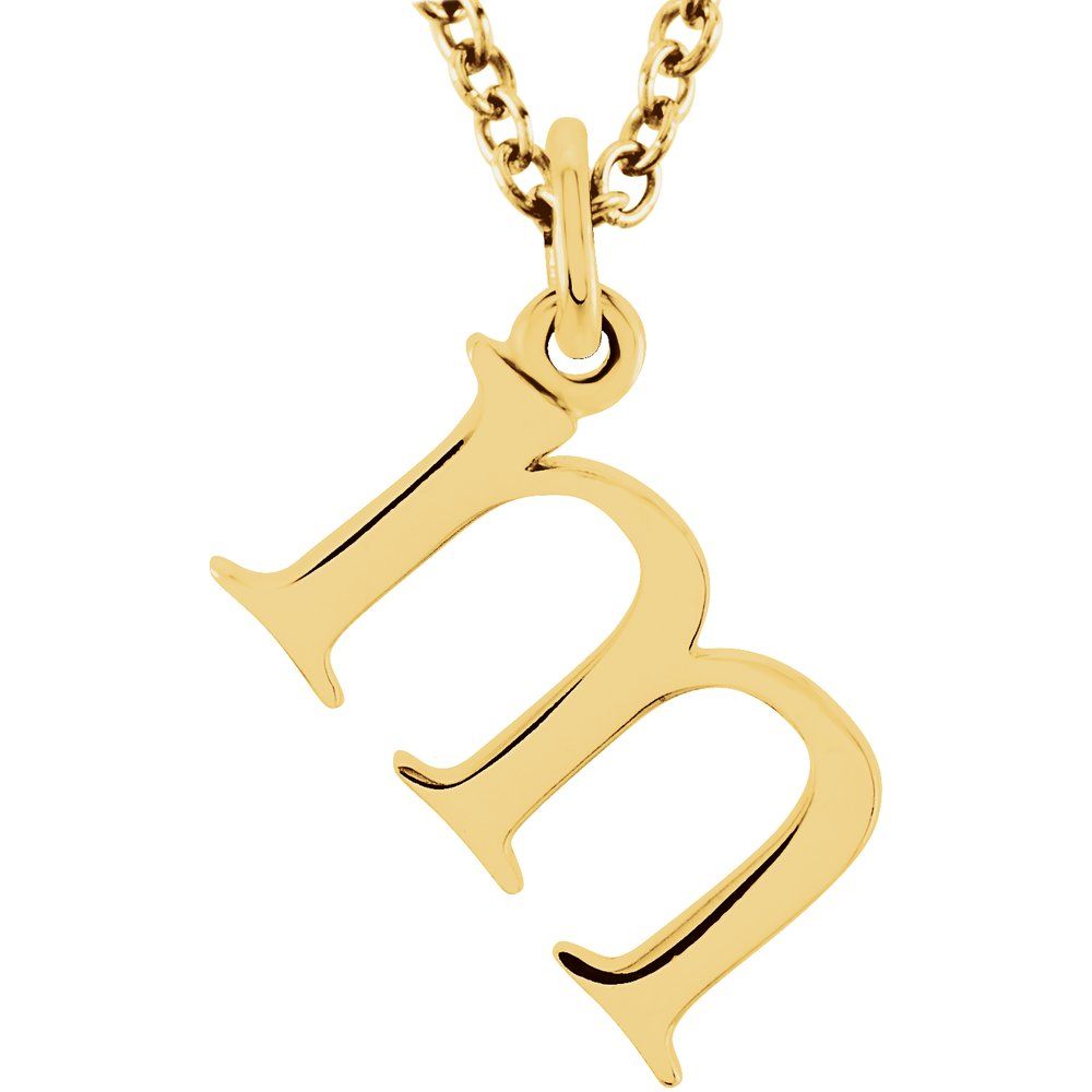 14K Gold Elegant Lowercase 'm' Initial Pendant Necklace-Gold Initial "m" Necklace Charm - Charlie & Co. Jewelry
