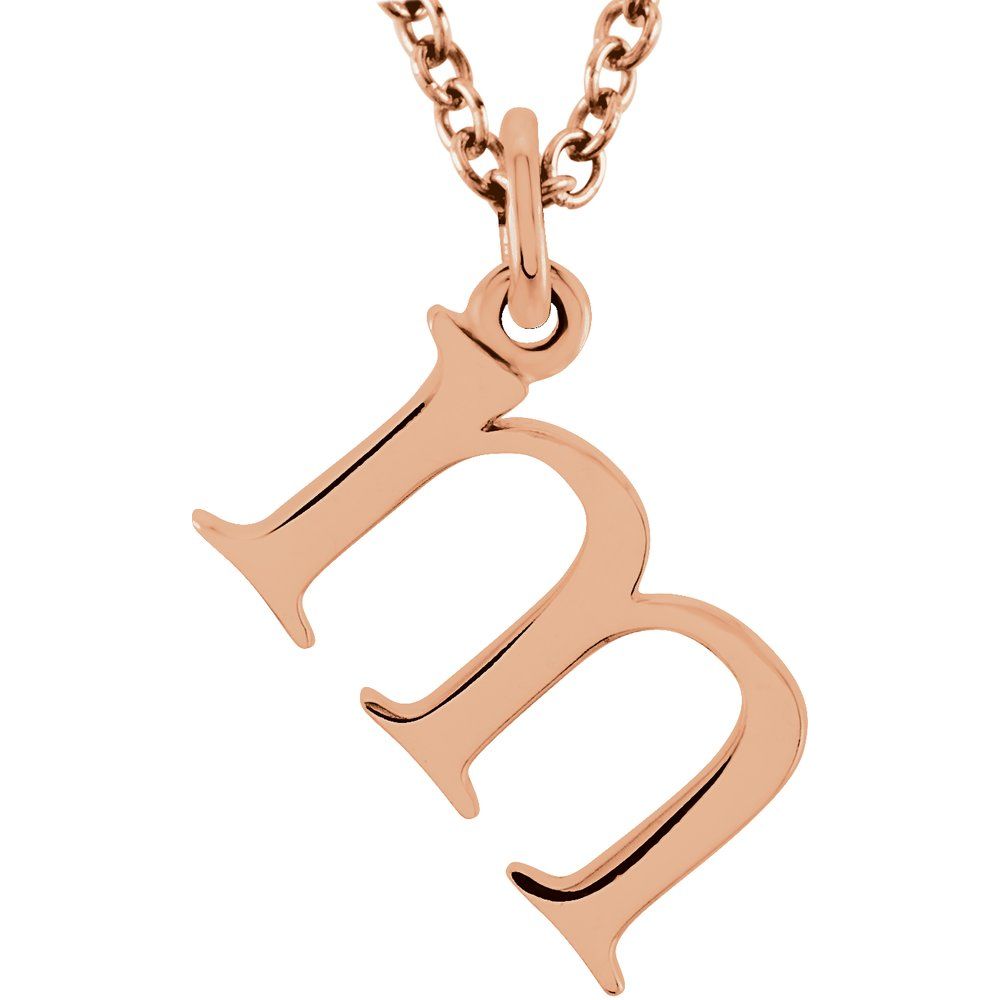 14K Gold Elegant Lowercase 'm' Initial Pendant Necklace-Gold Initial "m" Necklace Charm - Charlie & Co. Jewelry