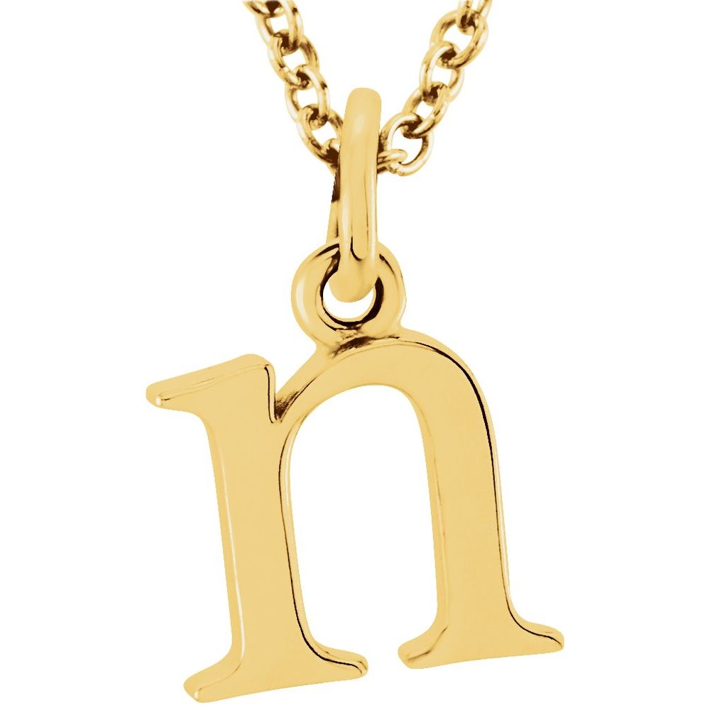 14K Gold Elegant Lowercase 'n' Initial Pendant Necklace-Gold Initial "n" Necklace Charm - Charlie & Co. Jewelry