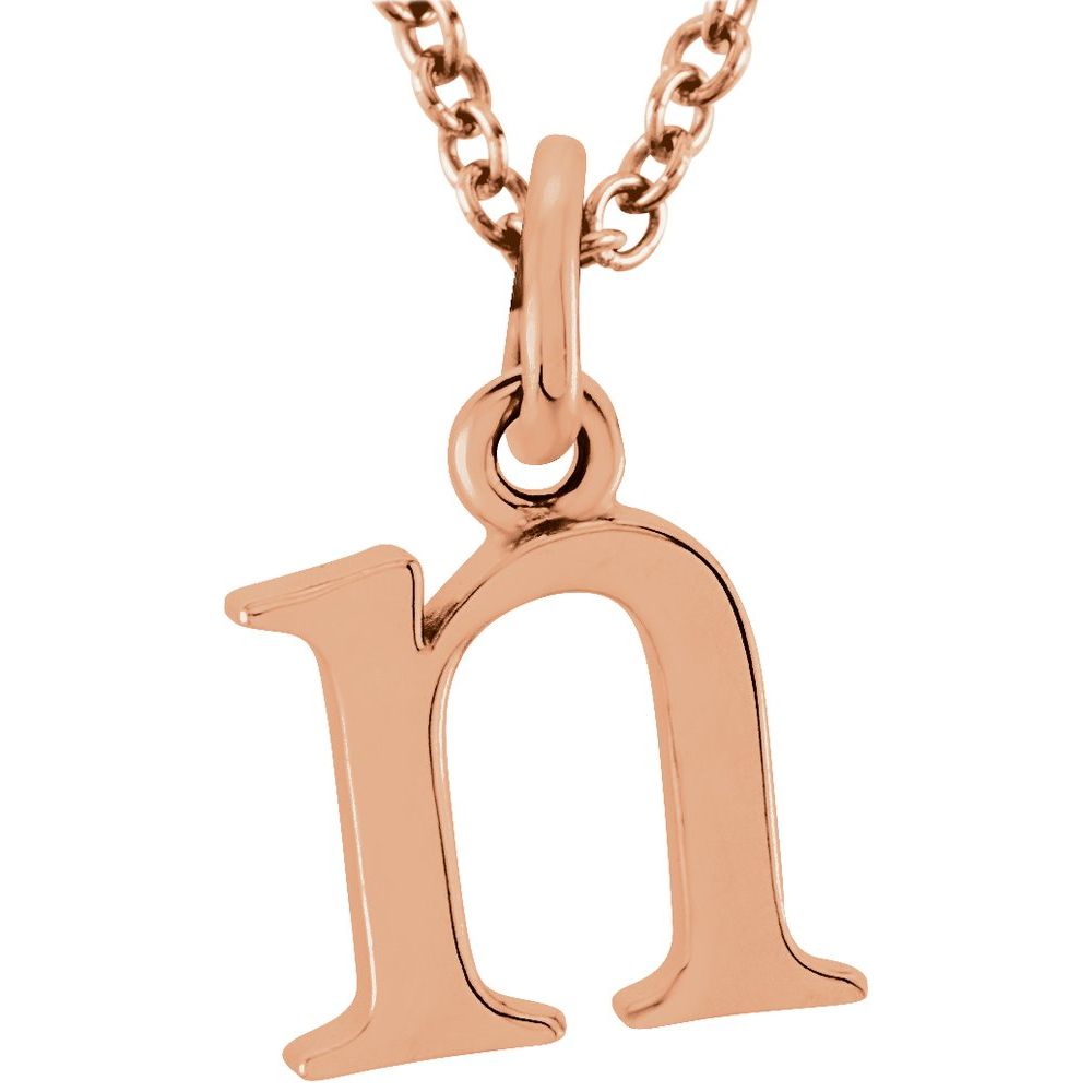14K Gold Elegant Lowercase 'n' Initial Pendant Necklace-Gold Initial "n" Necklace Charm - Charlie & Co. Jewelry