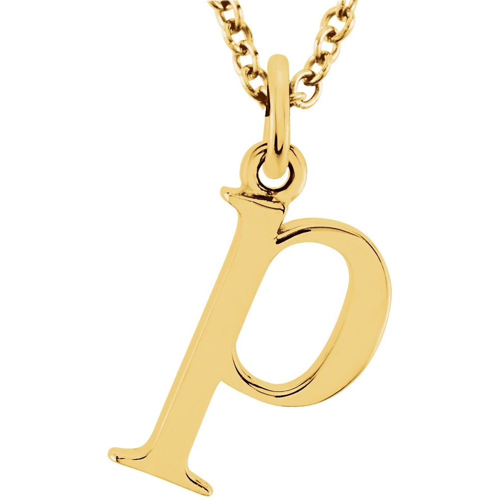 14K Gold Elegant Lowercase 'p' Initial Pendant Necklace-Gold Initial "p" Necklace Charm - Charlie & Co. Jewelry