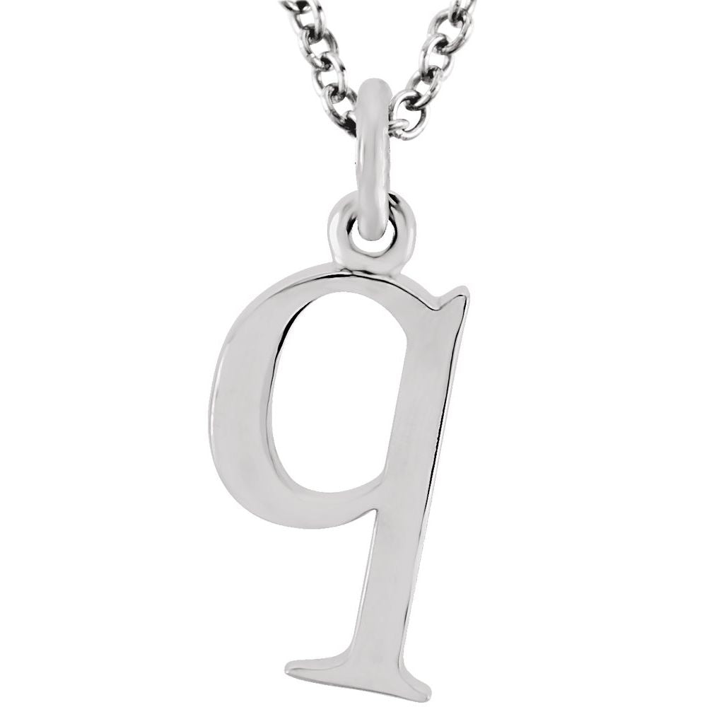 14K Gold Elegant Lowercase 'q' Initial Pendant Necklace-Gold Initial "q" Necklace Charm - Charlie & Co. Jewelry