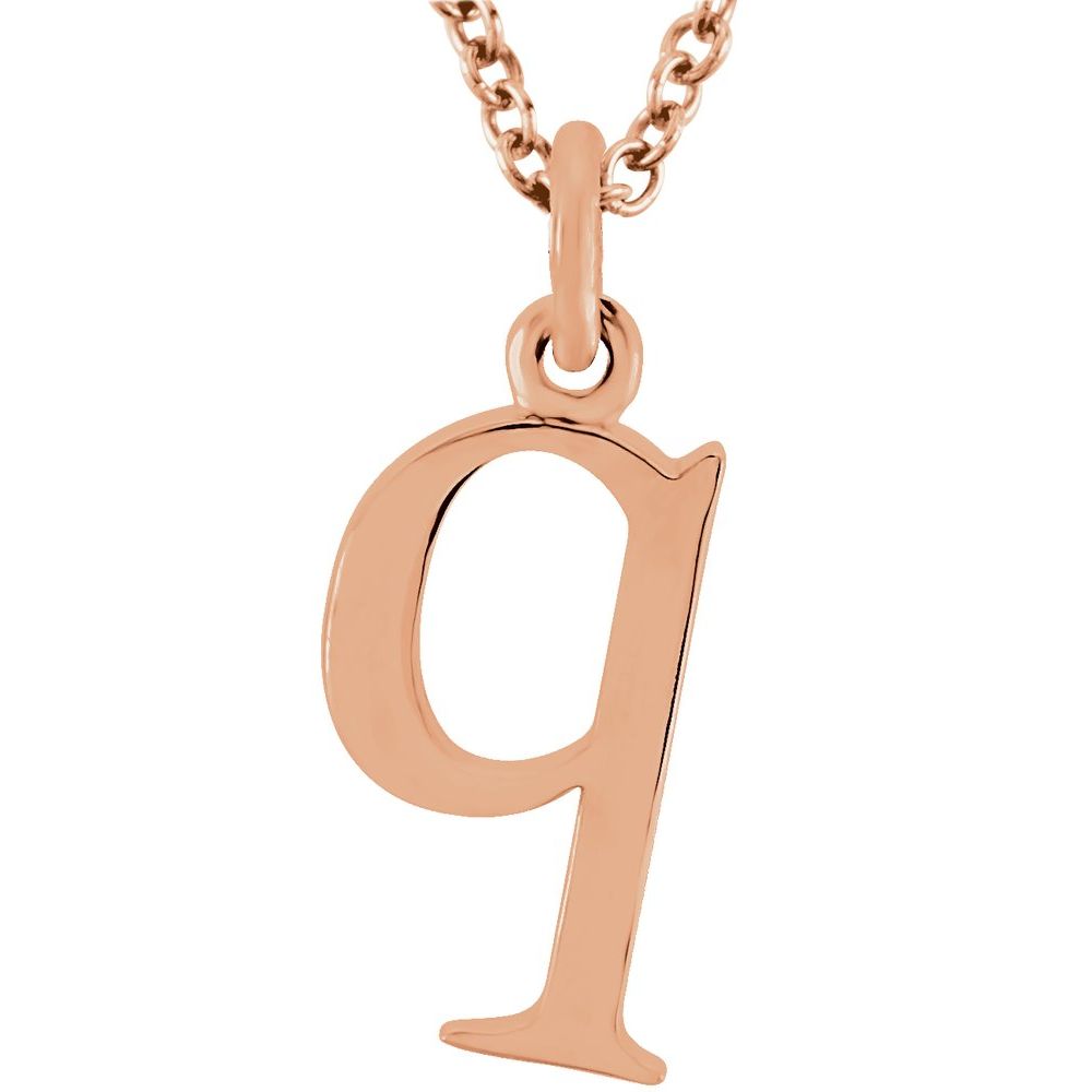 14K Gold Elegant Lowercase 'q' Initial Pendant Necklace-Gold Initial "q" Necklace Charm - Charlie & Co. Jewelry