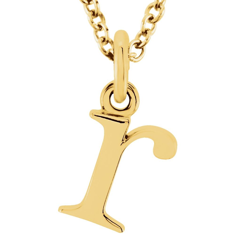 14K Gold Elegant Lowercase 'r' Initial Pendant Necklace-Gold Initial "r" Necklace Charm - Charlie & Co. Jewelry