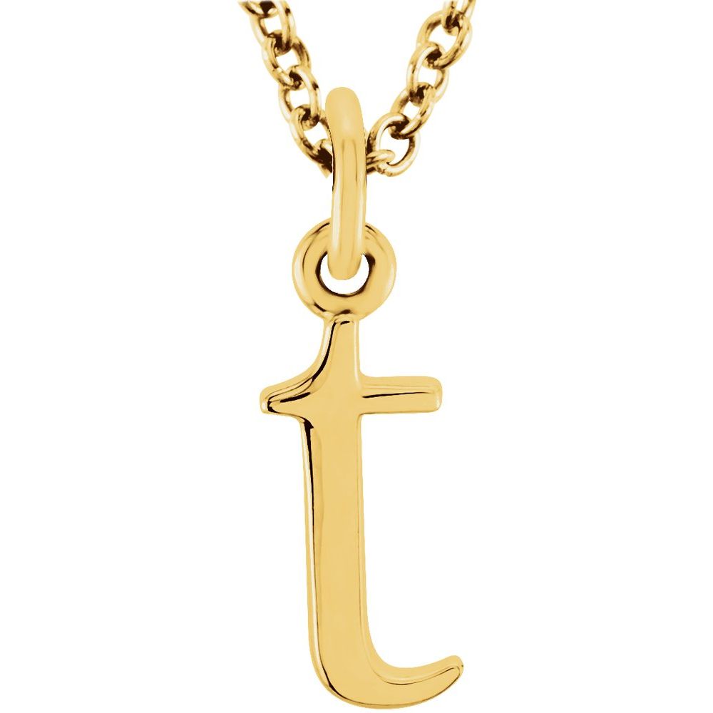 14K Gold Elegant Lowercase 't' Initial Pendant Necklace-Gold Initial "t" Necklace Charm - Charlie & Co. Jewelry