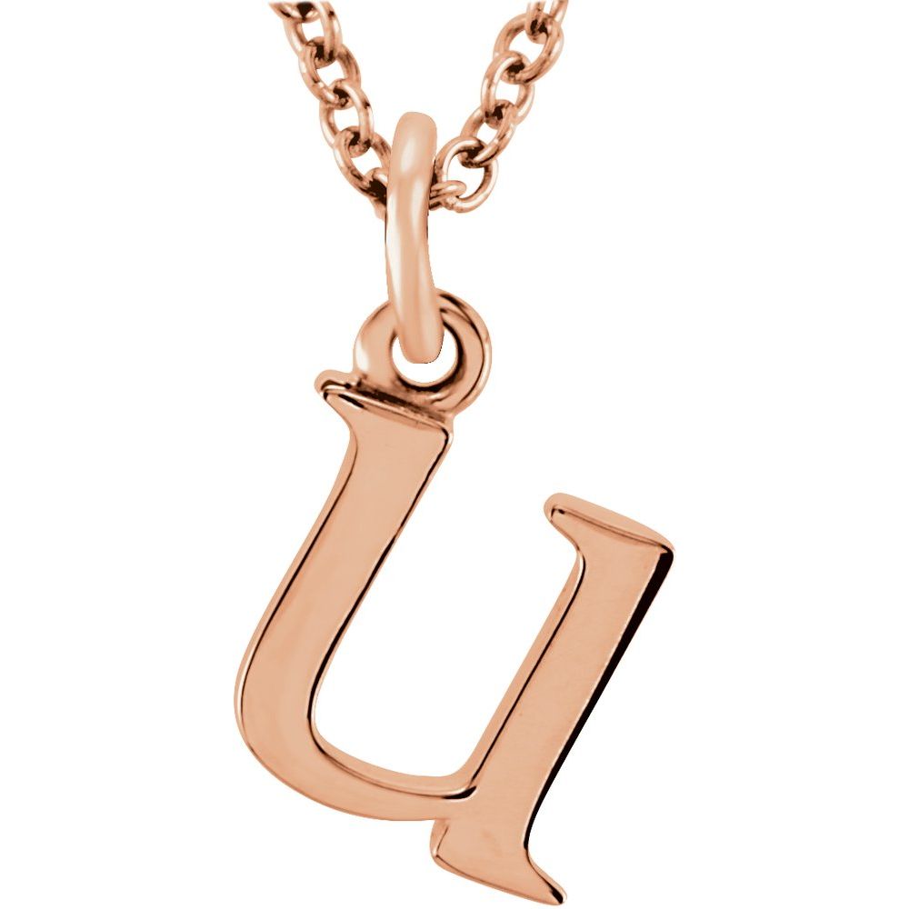 14K Gold Elegant Lowercase 'u' Initial Pendant Necklace-Gold Initial "u" Necklace Charm - Charlie & Co. Jewelry