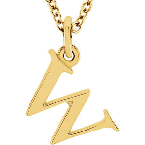 14K Gold Elegant Lowercase 'w' Initial Pendant Necklace-Gold Initial "w" Necklace Charm - Charlie & Co. Jewelry