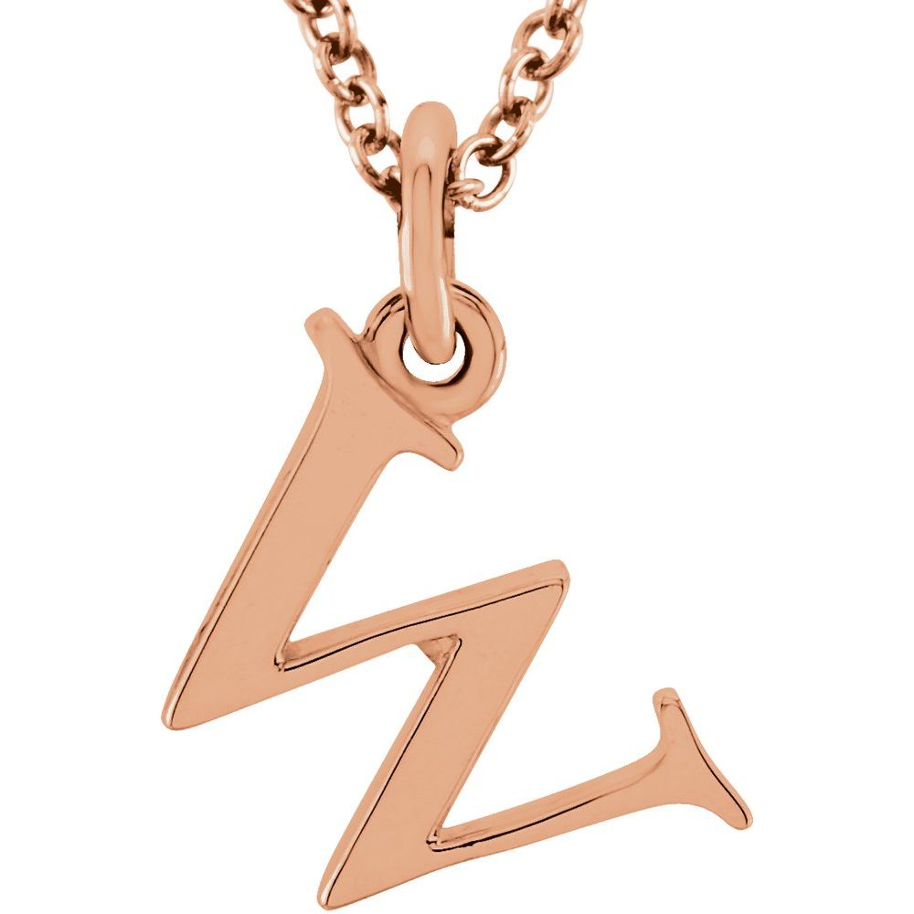 14K Gold Elegant Lowercase 'w' Initial Pendant Necklace-Gold Initial "w" Necklace Charm - Charlie & Co. Jewelry