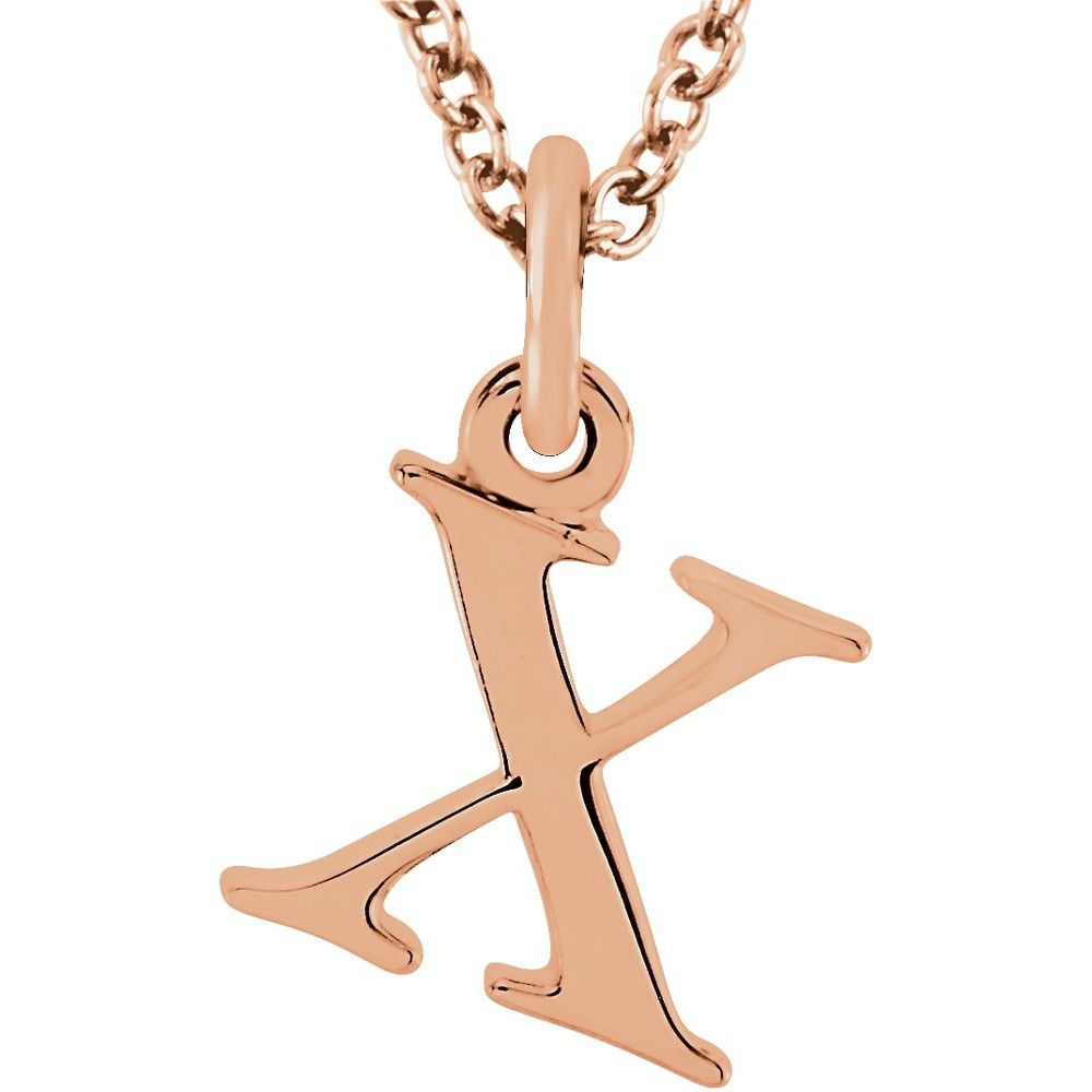 14K Gold Elegant Lowercase 'x' Initial Pendant Necklace-Gold Initial "x" Necklace Charm - Charlie & Co. Jewelry