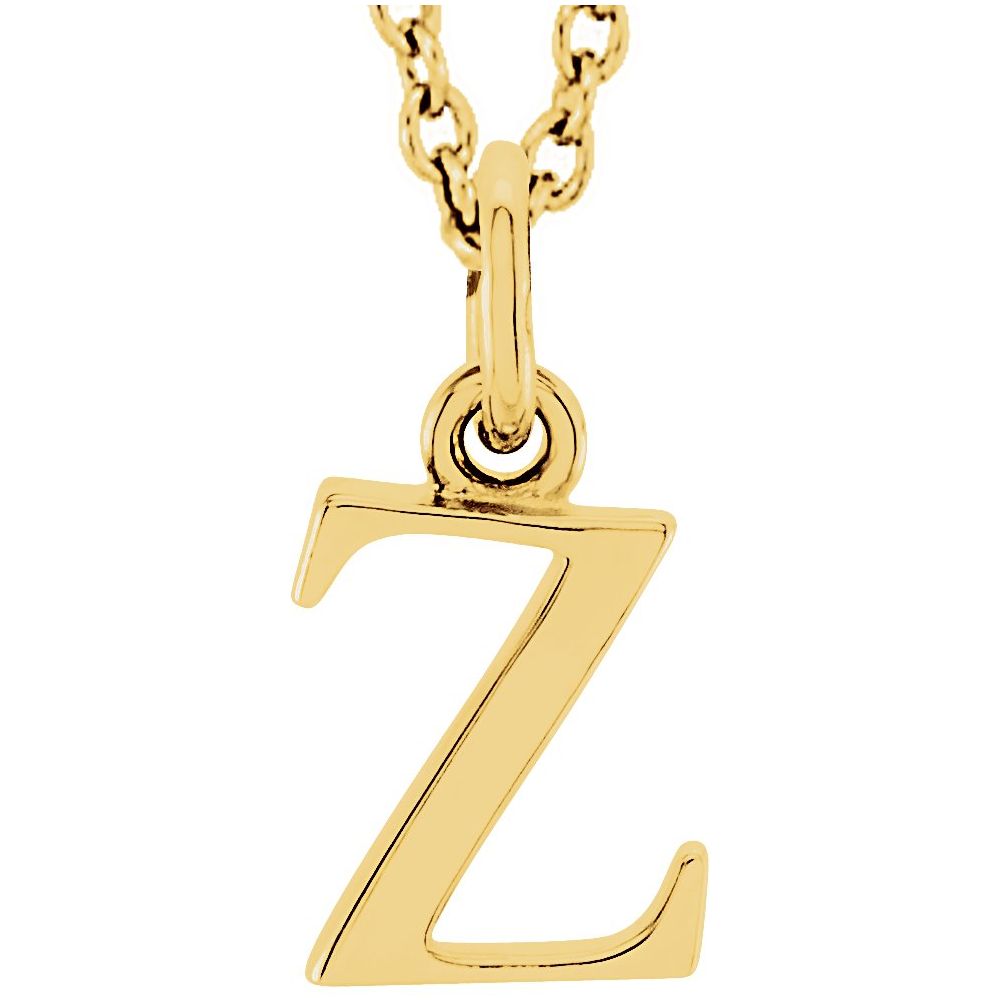 14K Gold Elegant Lowercase 'z' Initial Pendant Necklace-Gold Initial "z" Necklace Charm - Charlie & Co. Jewelry