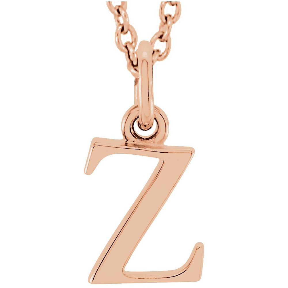 14K Gold Elegant Lowercase 'z' Initial Pendant Necklace-Gold Initial "z" Necklace Charm - Charlie & Co. Jewelry