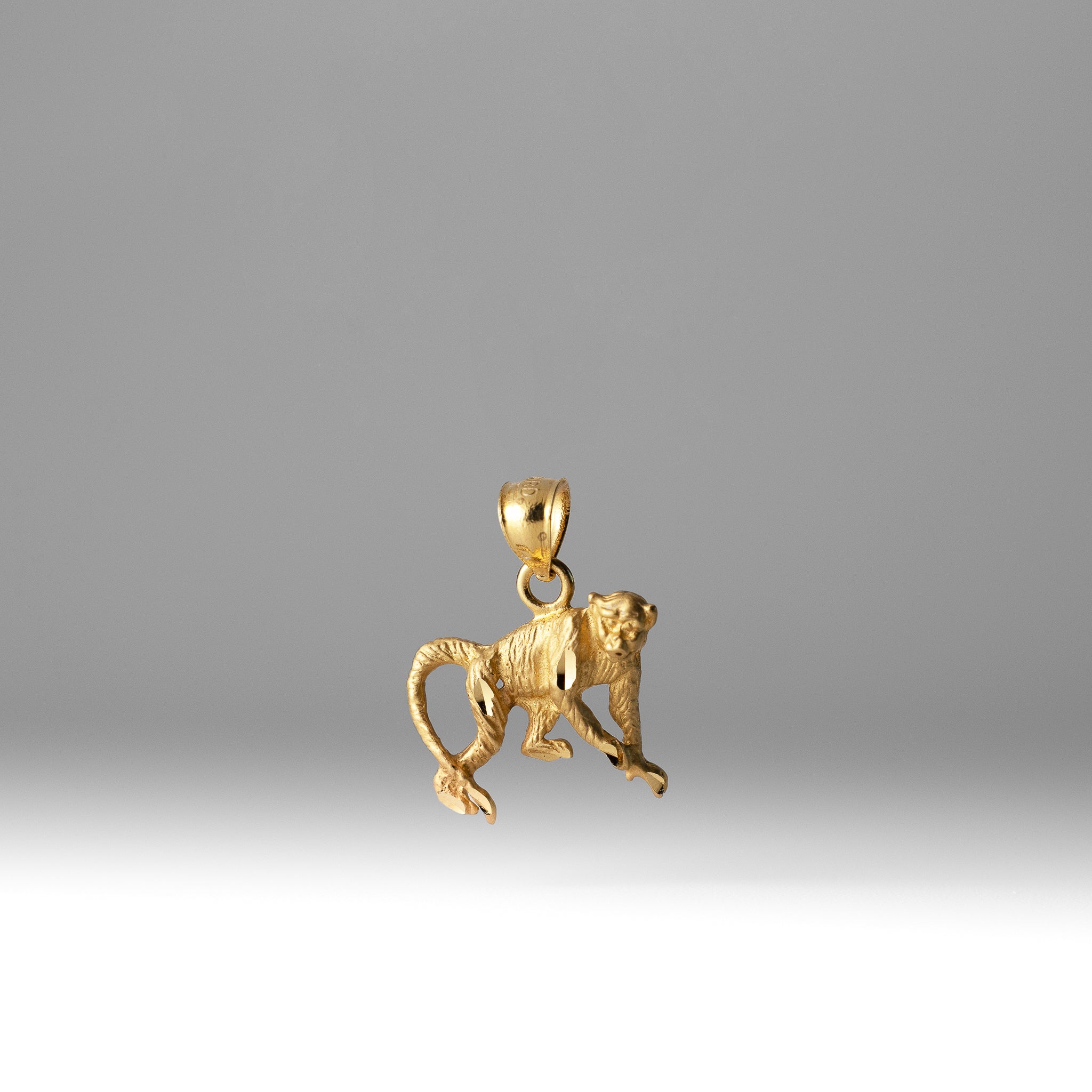 Gold Diamond-cut Monkey Pendant - Charlie & Co. Jewelry