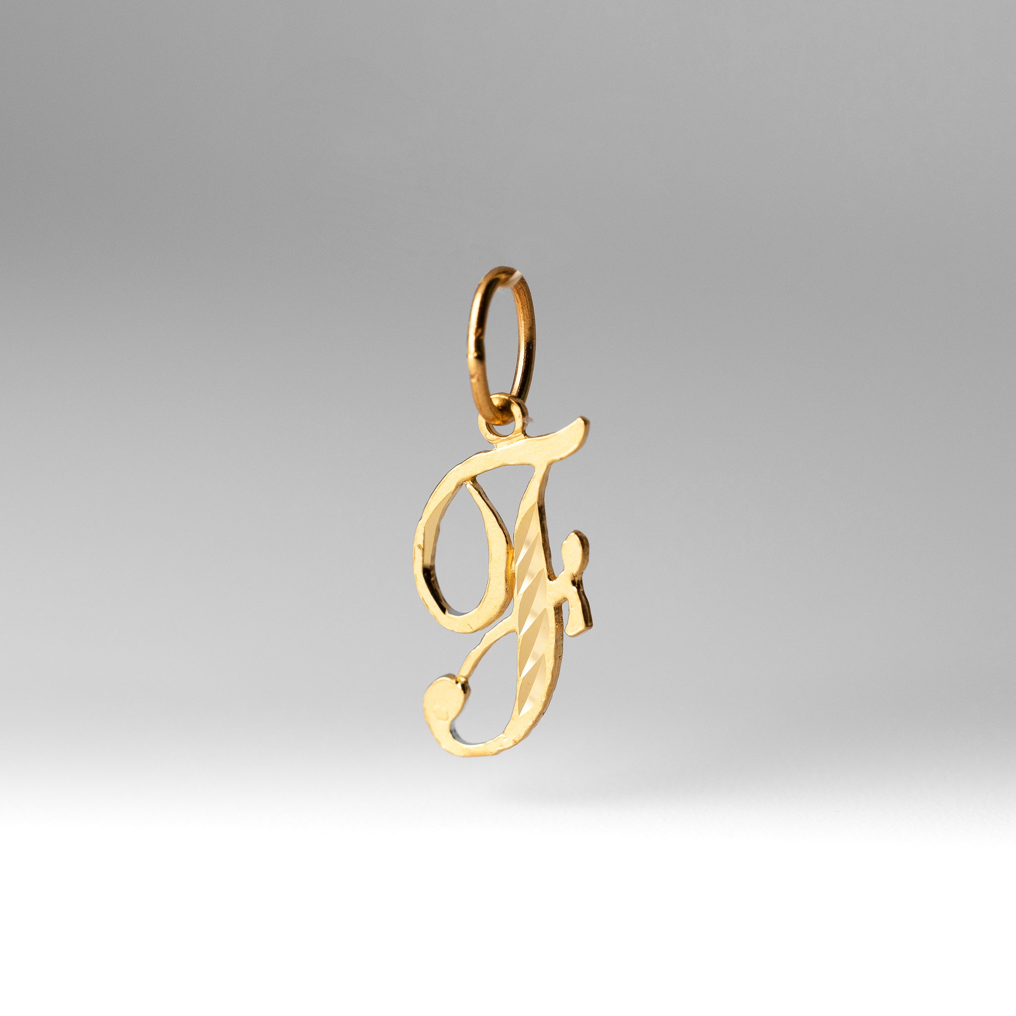Gold Cursive Letter F Pendant | A-Z Pendants - Charlie & Co. Jewelry