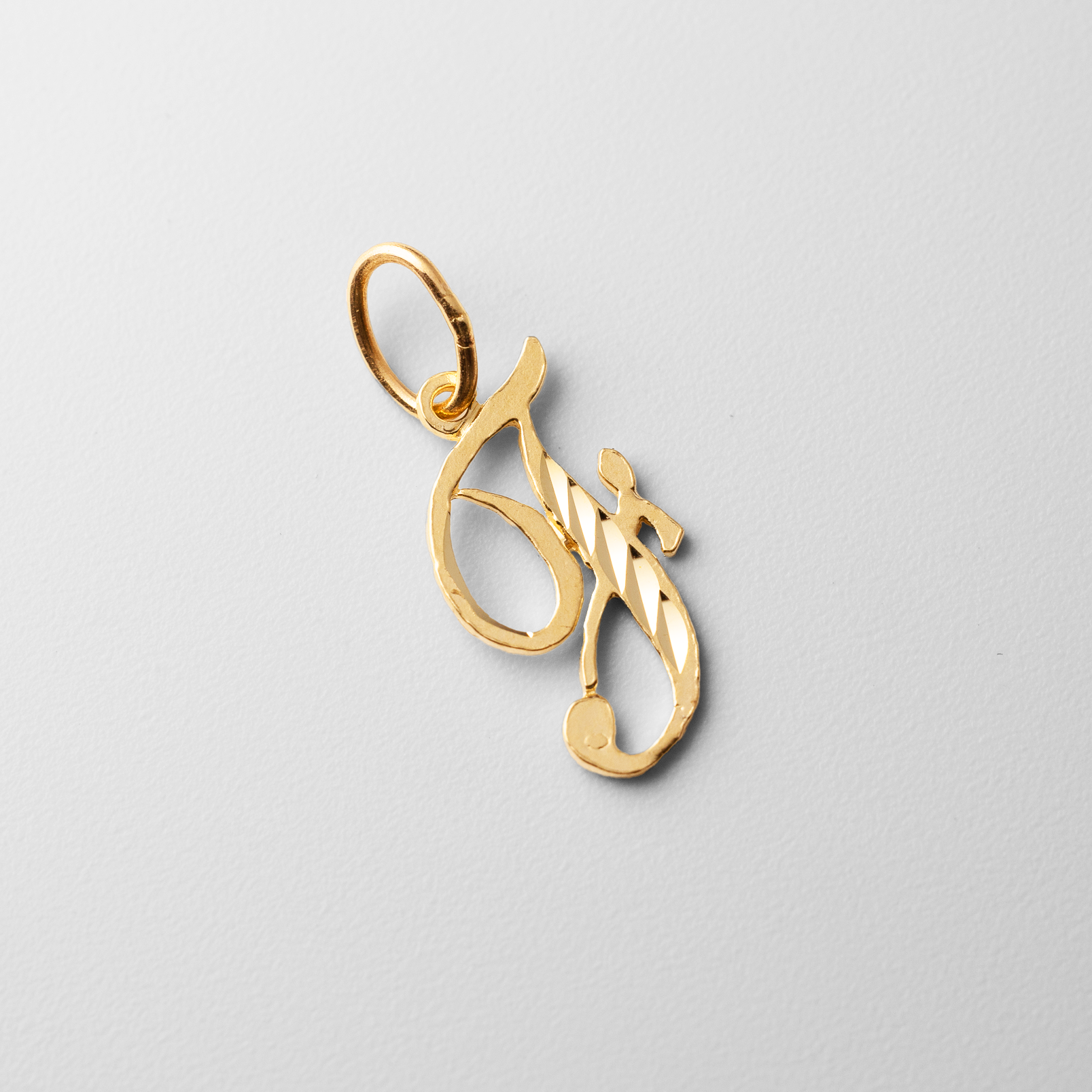 Gold Cursive Letter F Pendant | A-Z Pendants - Charlie & Co. Jewelry