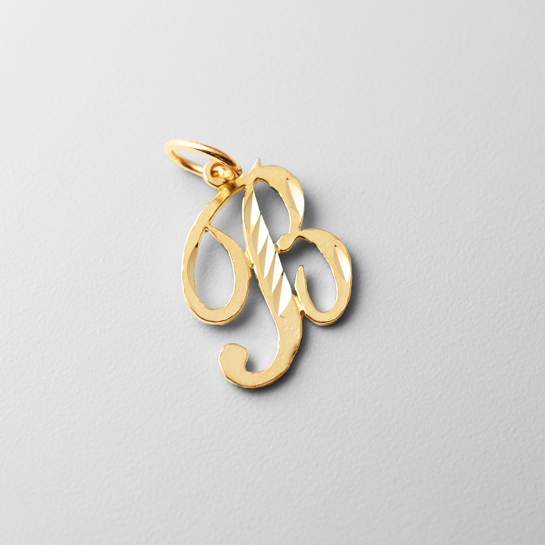 Gold Cursive Letter B Pendant | A-Z Pendants - Charlie & Co. Jewelry