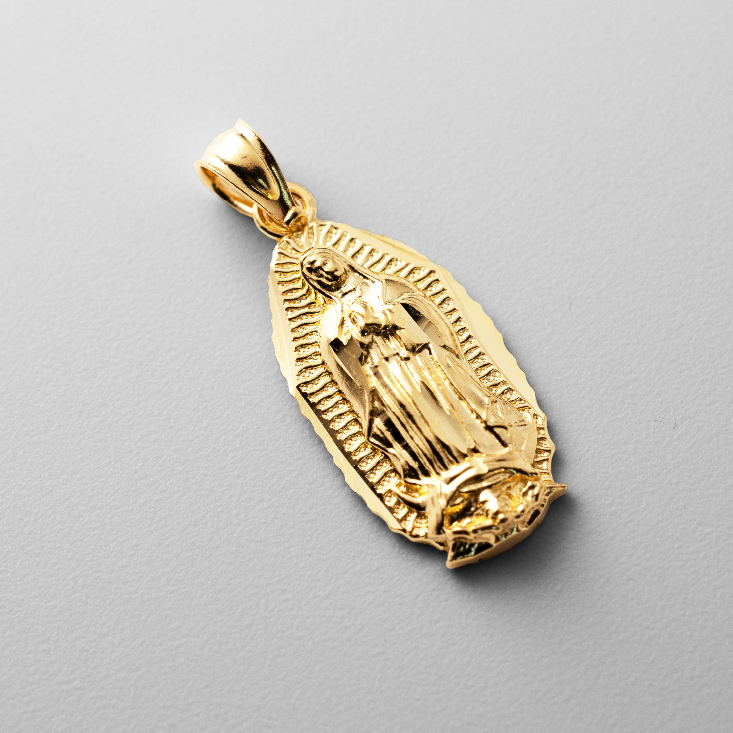 Gold Small Virgin Mary Pendant - Model 1078 - Charlie & Co. Jewelry