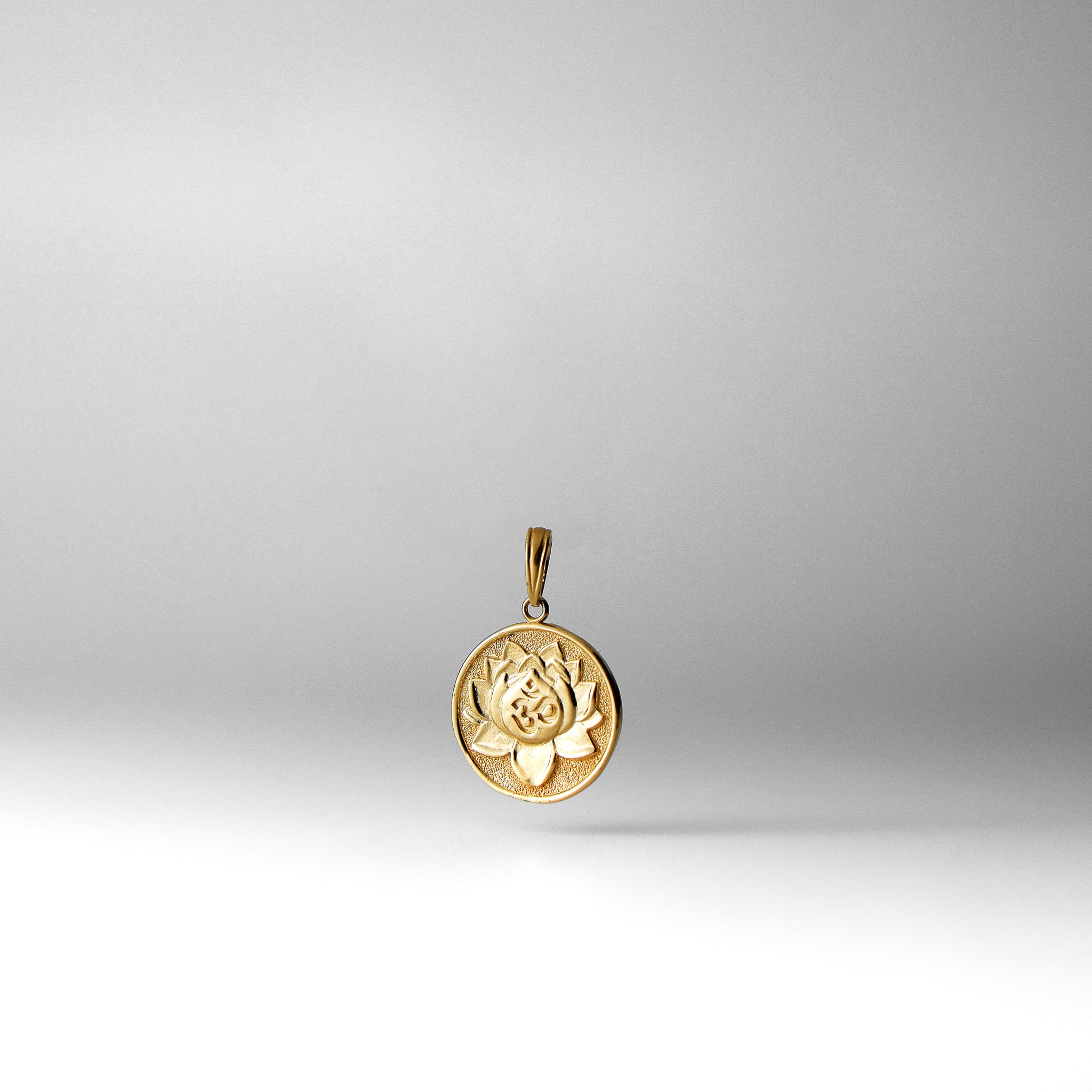 Gold Om With Lotus Flower on Reverse Side Pendant - Charlie & Co. Jewelry