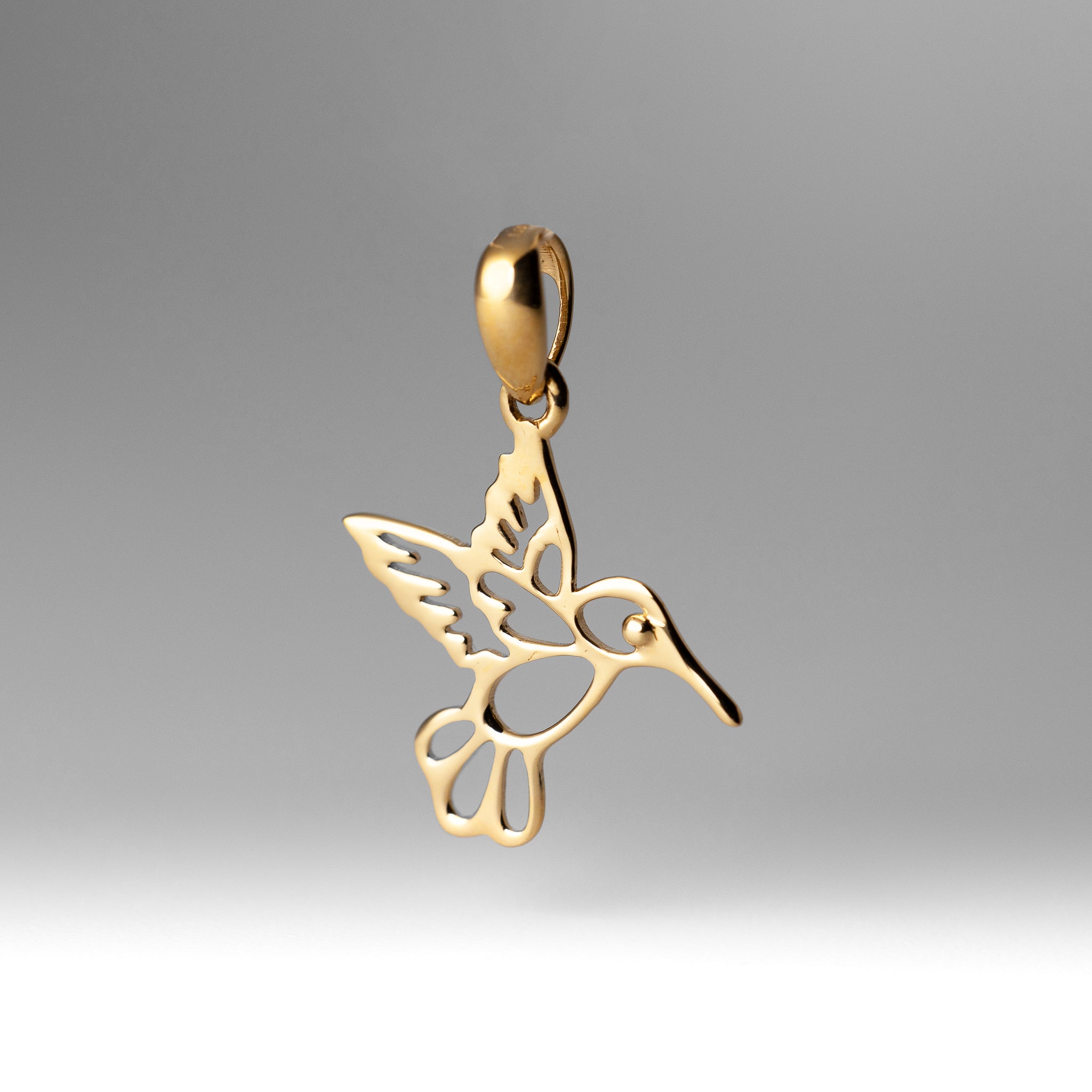 Gold Cut Out Hummingbird Pendant - Model 2672 - Charlie & Co. Jewelry