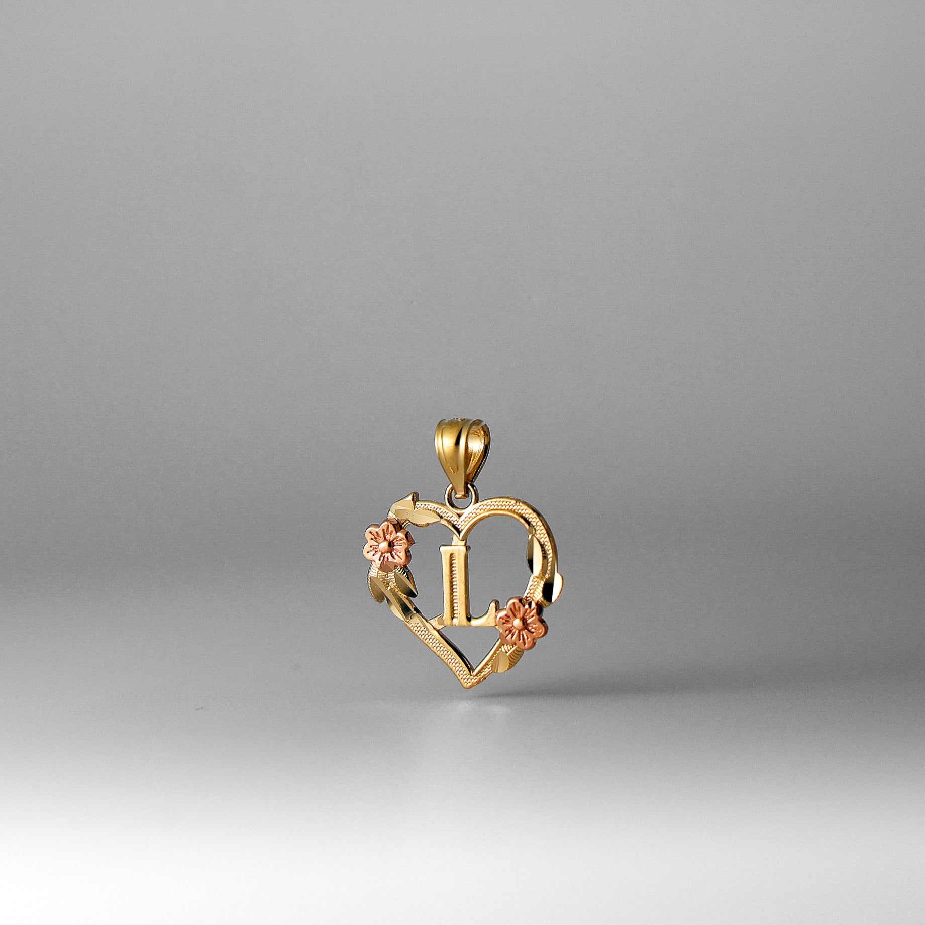 Gold Heart Initial L Pendant | A-Z Pendants - Charlie & Co. Jewelry