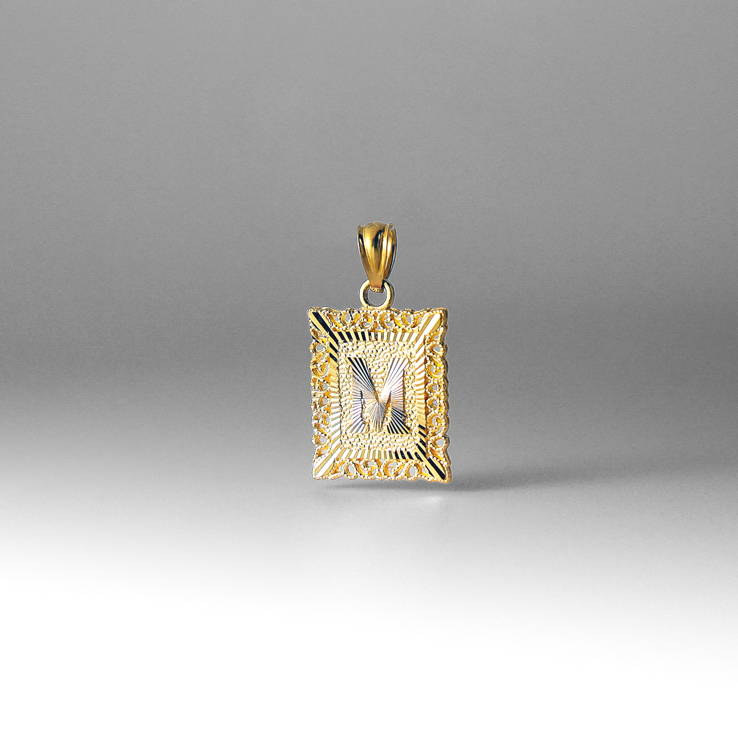 Gold Letter M Filigree Pendants Pendants | A-Z Gold Pendants - Charlie & Co. Jewelry