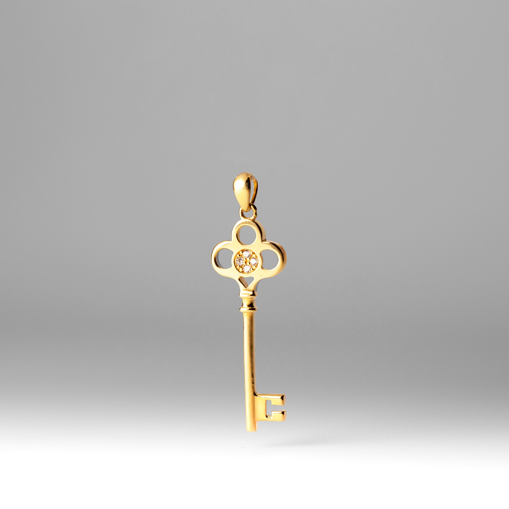 Gold Key Pendant With Cubic Zirconia - Model 554 - Charlie & Co. Jewelry