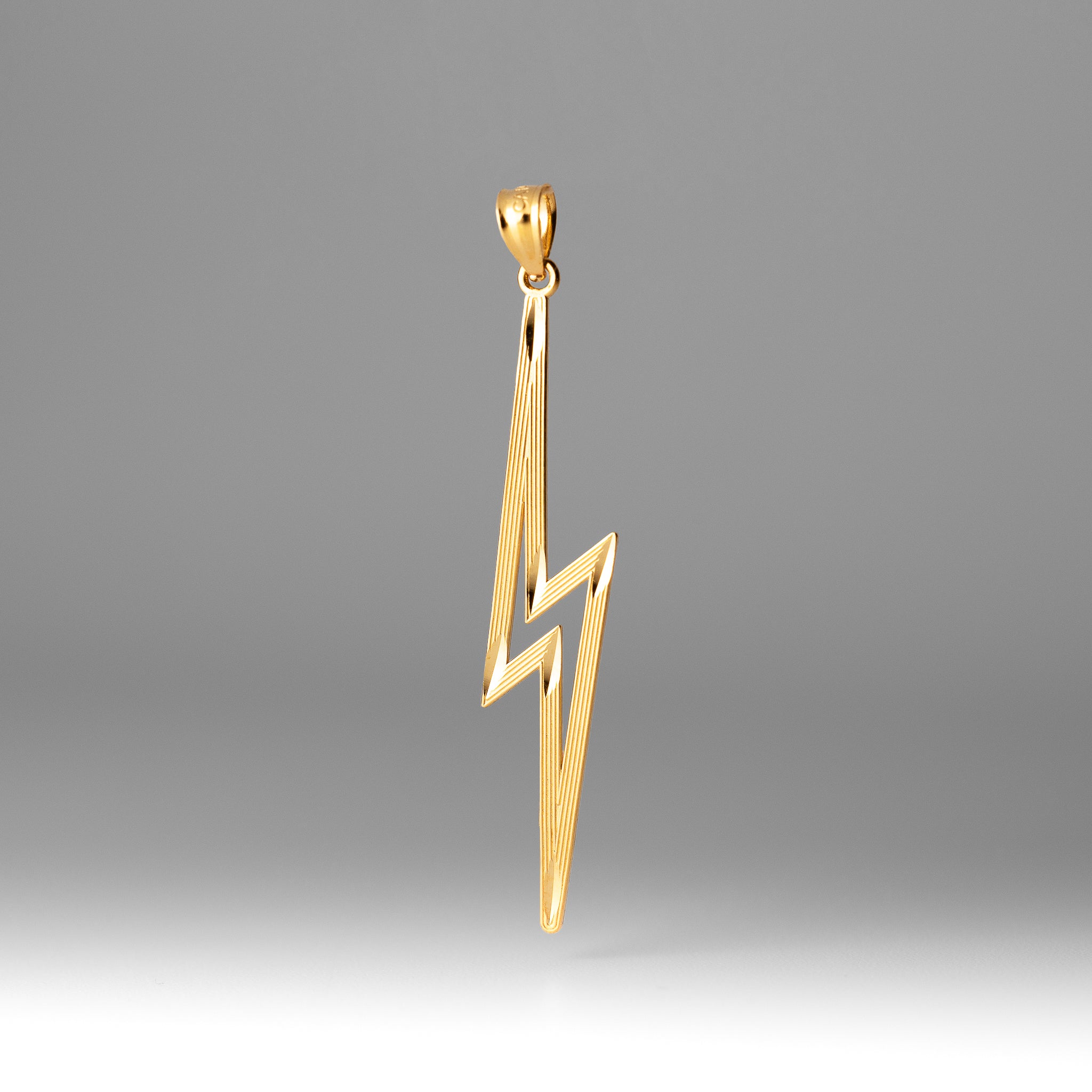 Gold Diamond-Cut Polished Lightning Bolt Pendant - Charlie & Co. Jewelry