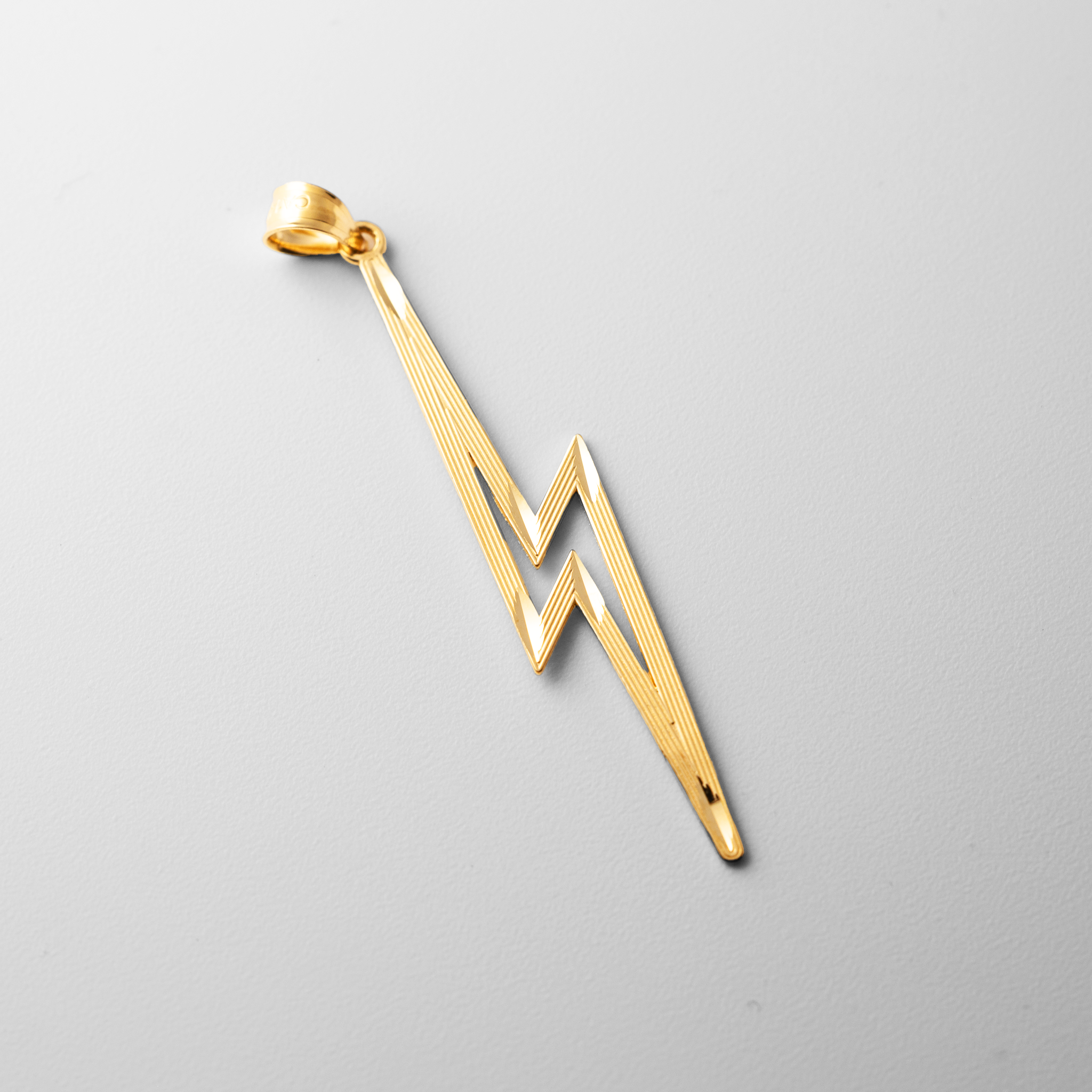 Gold Diamond-Cut Polished Lightning Bolt Pendant - Charlie & Co. Jewelry
