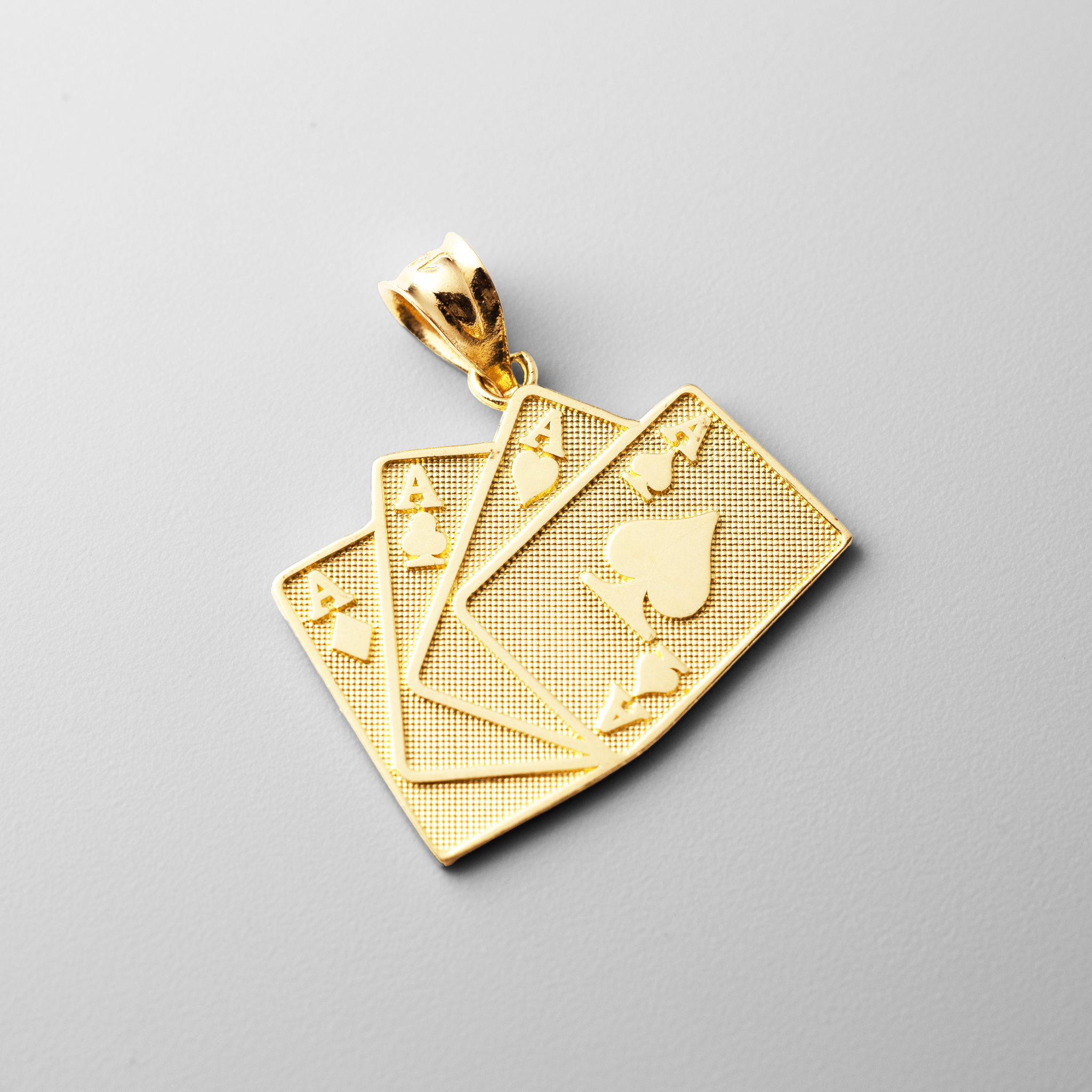 Gold 4 Aces Poker Hand Pendant - Model 1971 - Charlie & Co. Jewelry