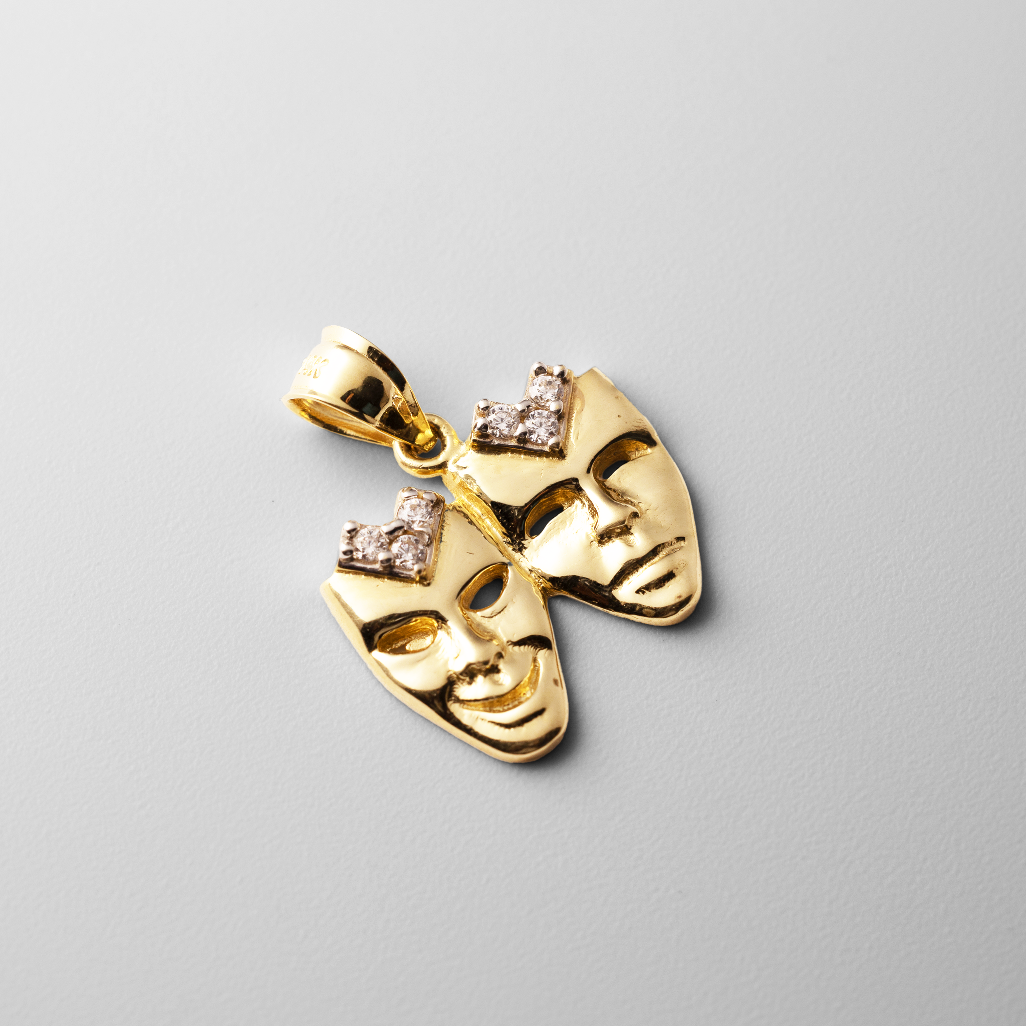 Gold Comedy & Tragedy Pendant - Model 1800 - Charlie & Co. Jewelry