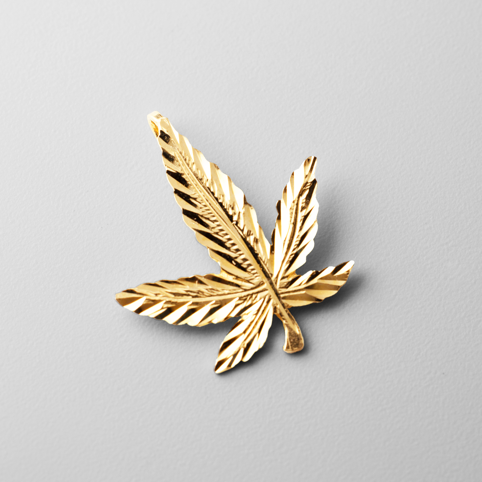 Gold Marijuana Leaf Pendant - Model 1567 - Charlie & Co. Jewelry