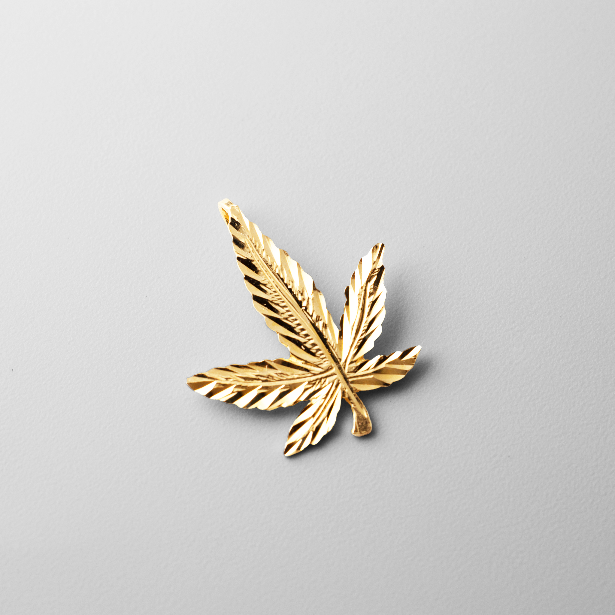 Gold Marijuana Leaf Pendant - Model 1567 - Charlie & Co. Jewelry