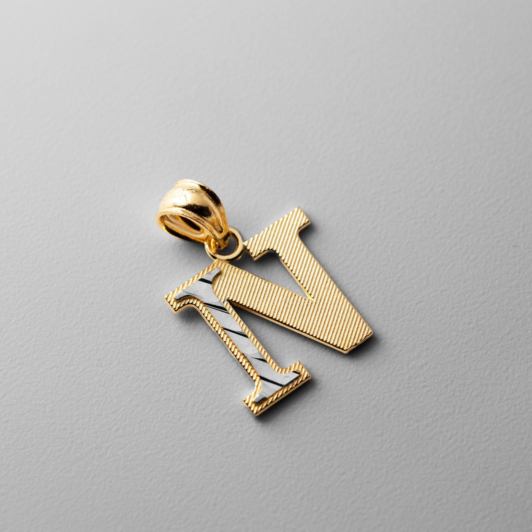 Gold Block Letter N Pendant | A-Z Pendants - Charlie & Co. Jewelry