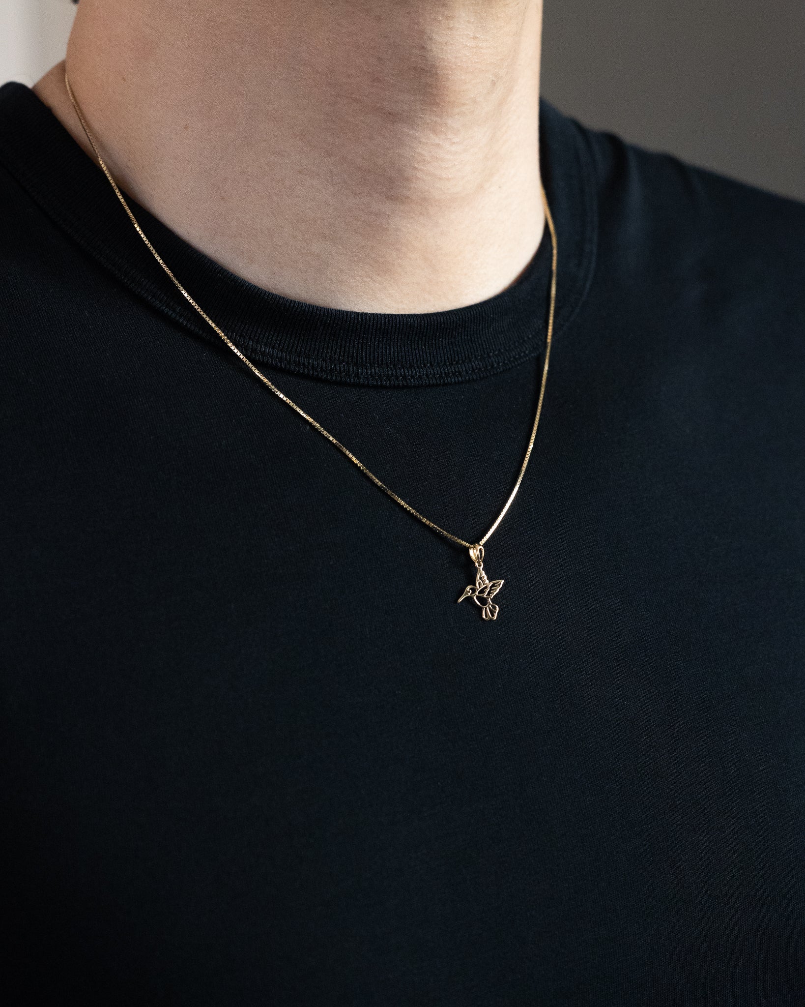 Gold Cut Out Hummingbird Pendant - Model 2672 - Charlie & Co. Jewelry