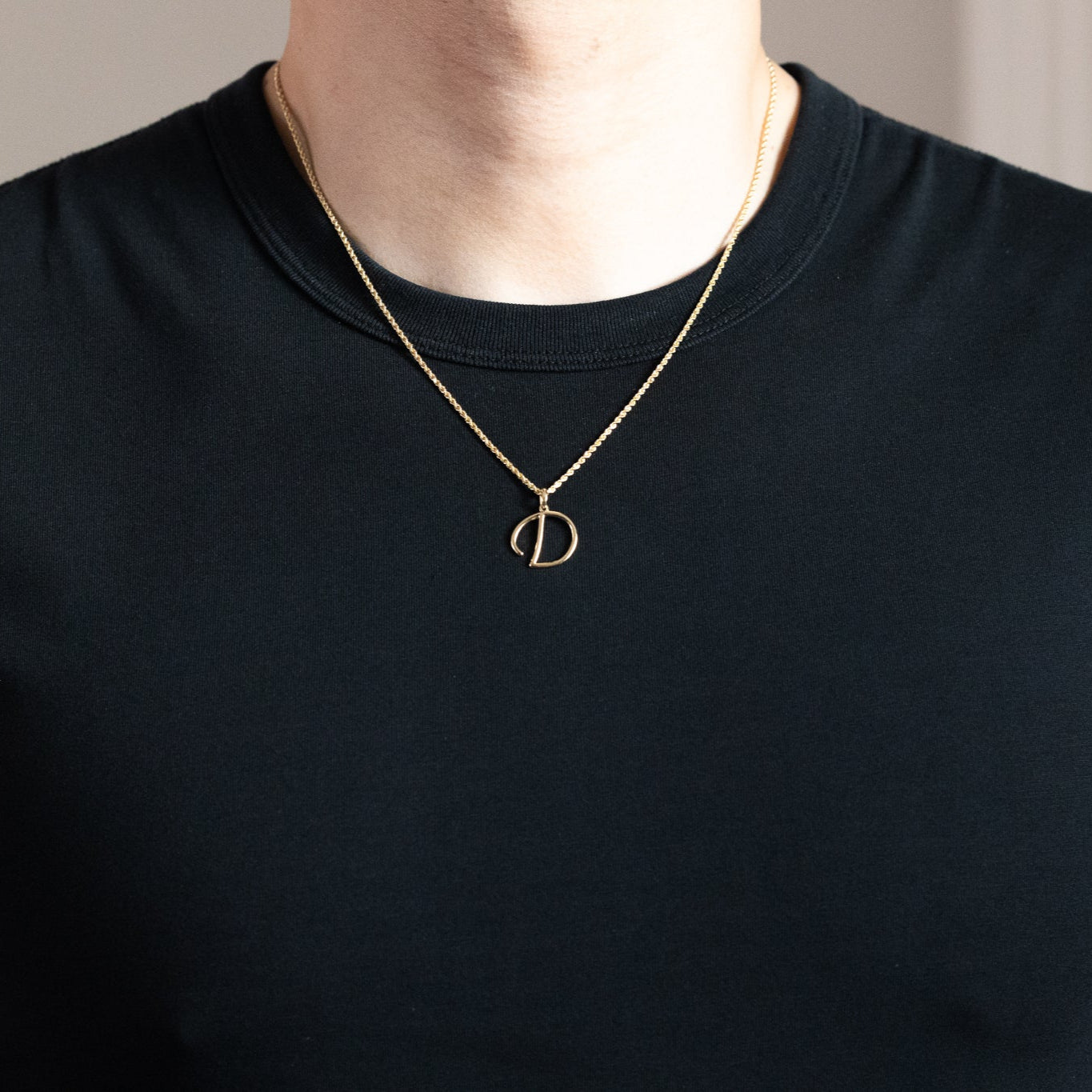 Gold Modern Cursive 'D' Large Pendant
