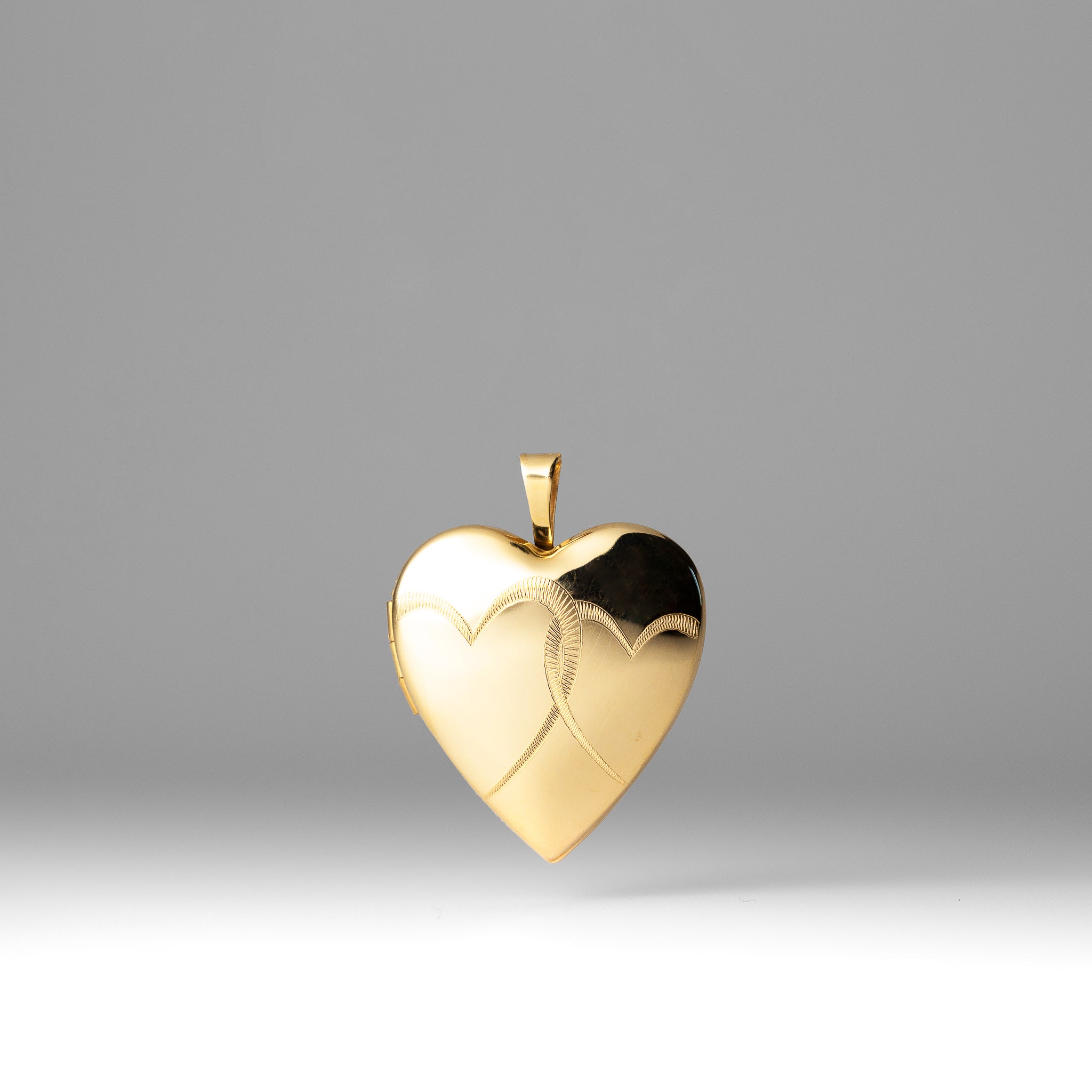 Gold Hearts Engraved Heart Locket Pendant - Model PT0621