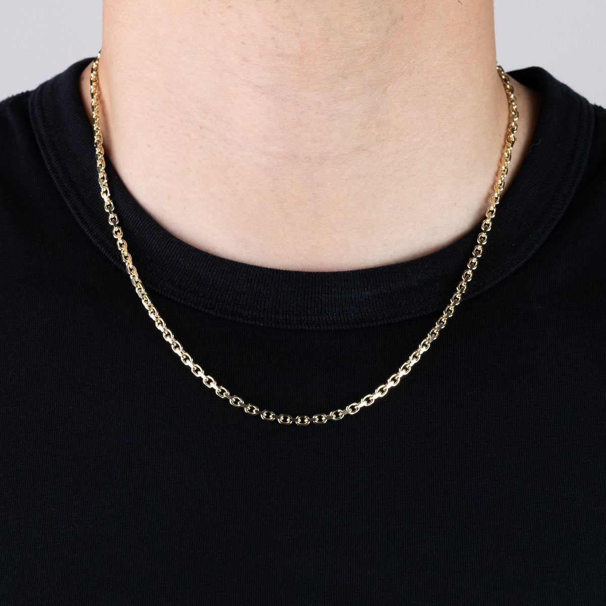 Gold 2.9MM Diamond Cut Solid Cable Chain - Charlie & Co. Jewelry