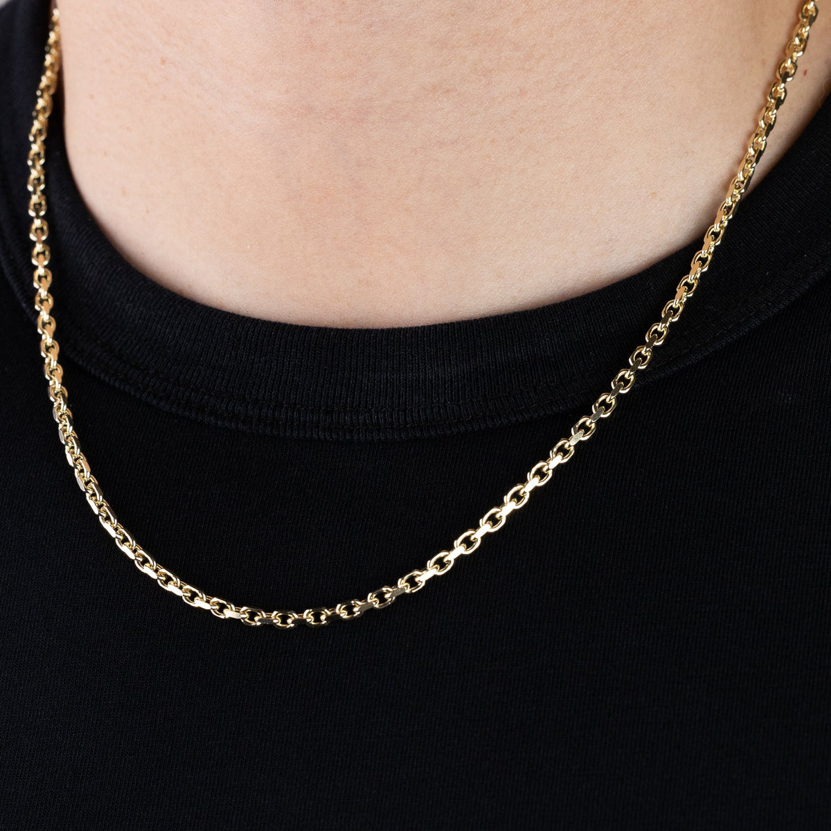Gold 2.9MM Diamond Cut Solid Cable Chain - Charlie & Co. Jewelry